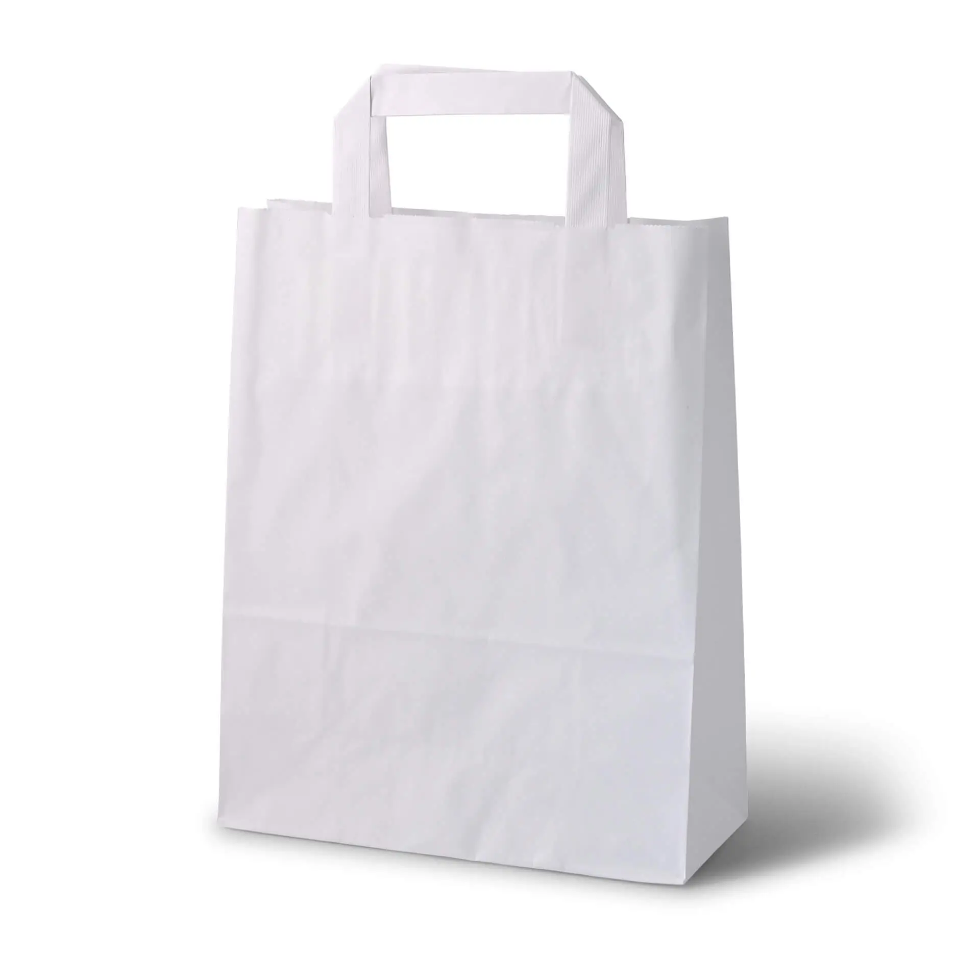 Sac en papier blanc, résistant à la déchirure, 70 g/m², capacité jusqu'à 2,5 kg ; adapté pour le shopping et les courses.