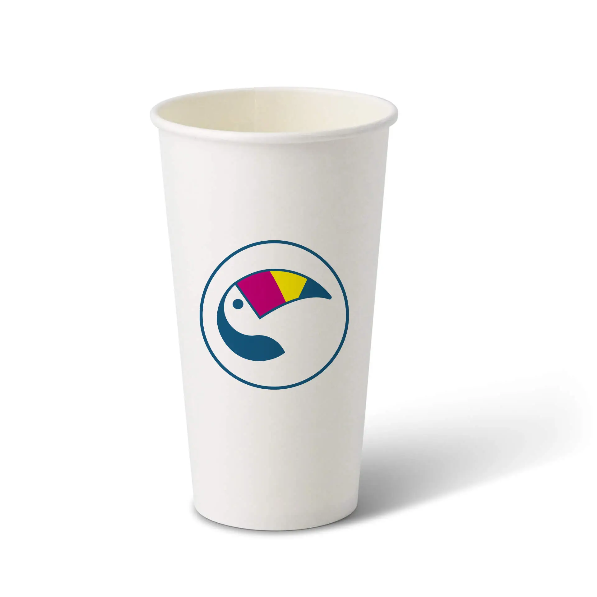 Gobelets en carton avec logo (simple paroi), 400 ml / 16 oz, blanc, barrière à base d’eau