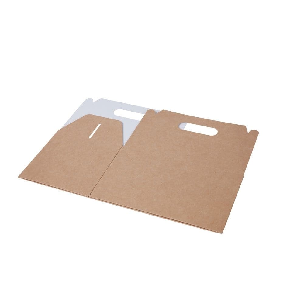 Karton-Lunchboxen mit Griff L, 25 x 15 x 15 cm, braun, faltbar