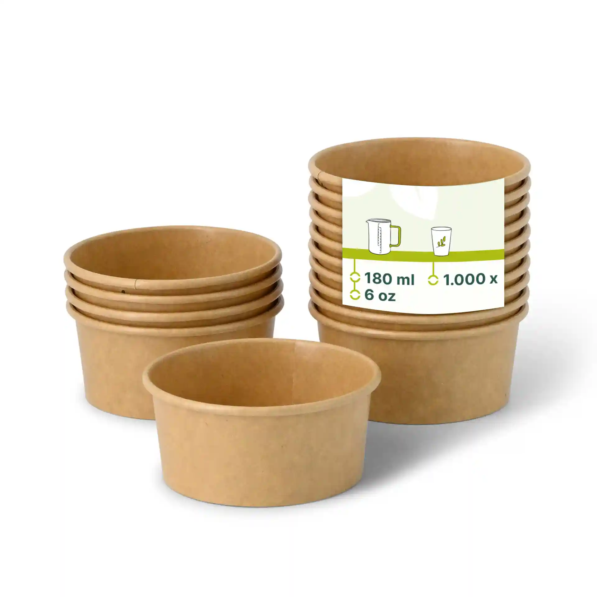 Eisbecher Pappe XS (beschichtet) 100 ml, max. 180 ml, Ø 92 mm, braun