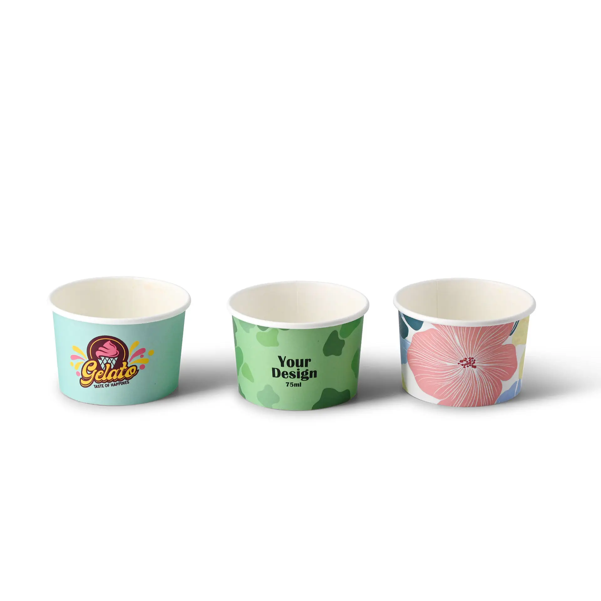 Pots à glace en carton personnalisé, 75 ml / 3 oz, mat