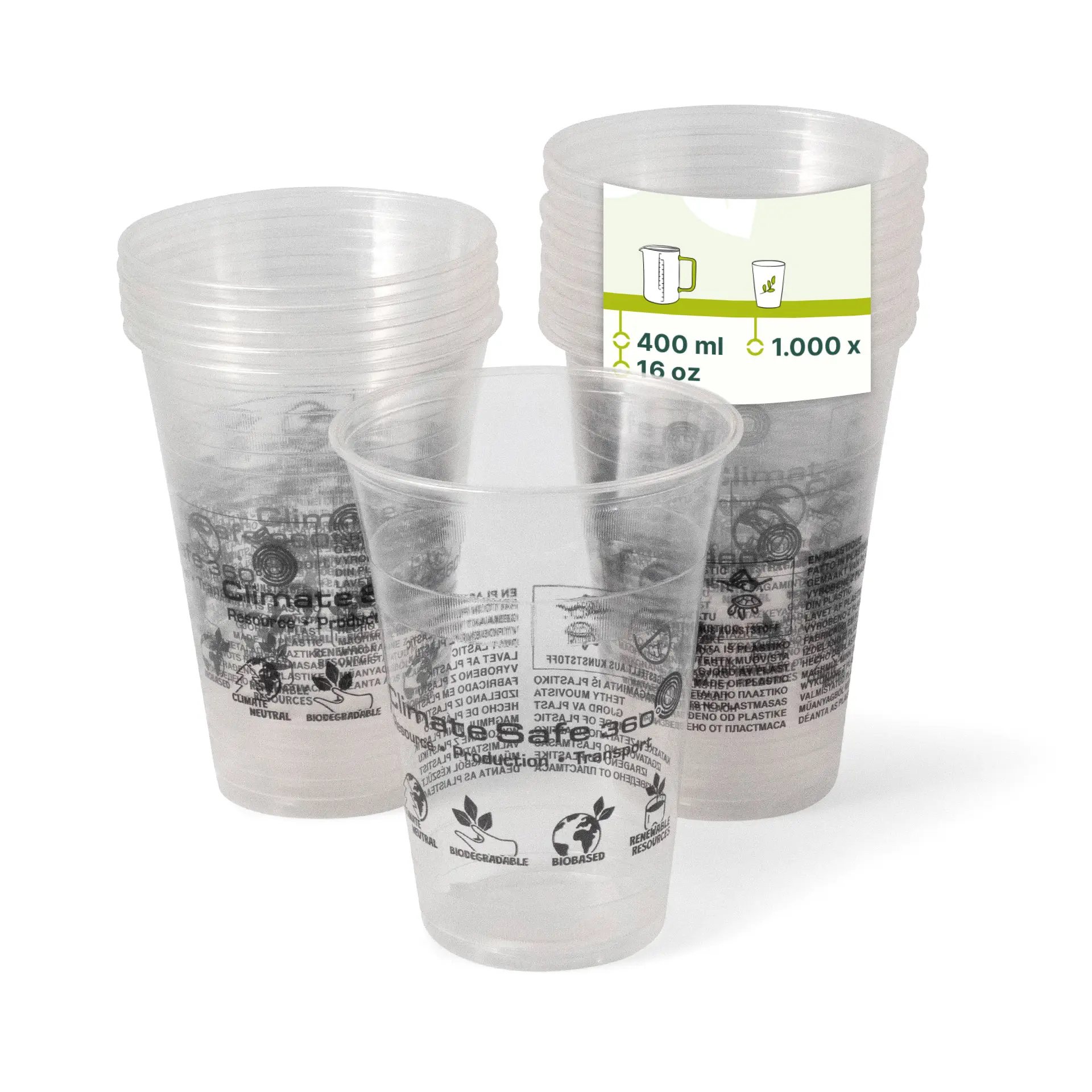 Smoothie Becher aus PLA 400 ml / 16 oz, Ø 96 mm Smoothie Becher aus PLA 400 ml / 16 oz, Ø 96 mm