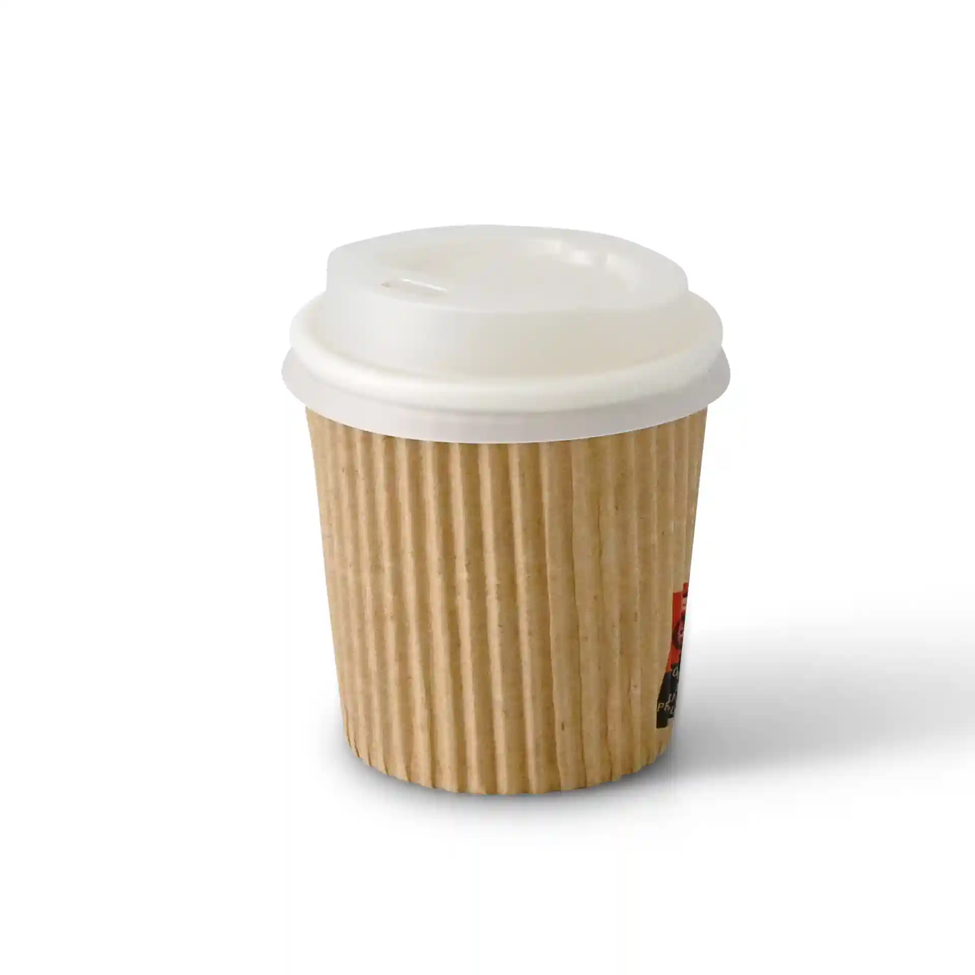 Riffelbecher / Coffee to go Becher 100 ml / 4 oz, Ø 62 mm, braun / innen weiss, PLA-beschichtet