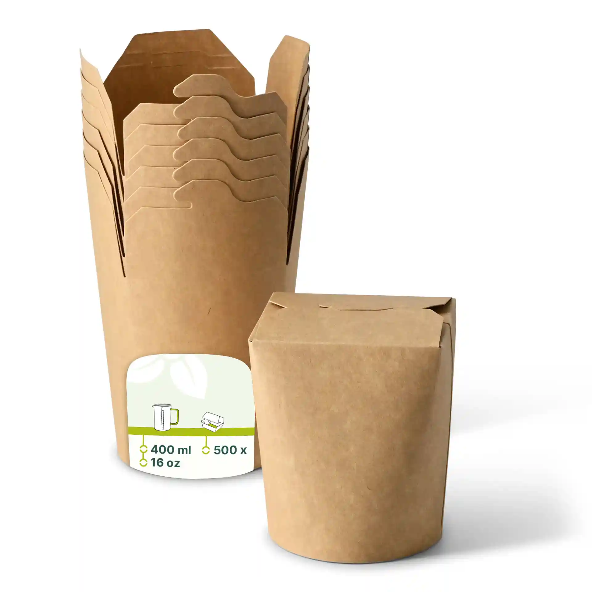 Nudelboxen / Asiaboxen aus Karton (bio-beschichtet) 400 ml, braun