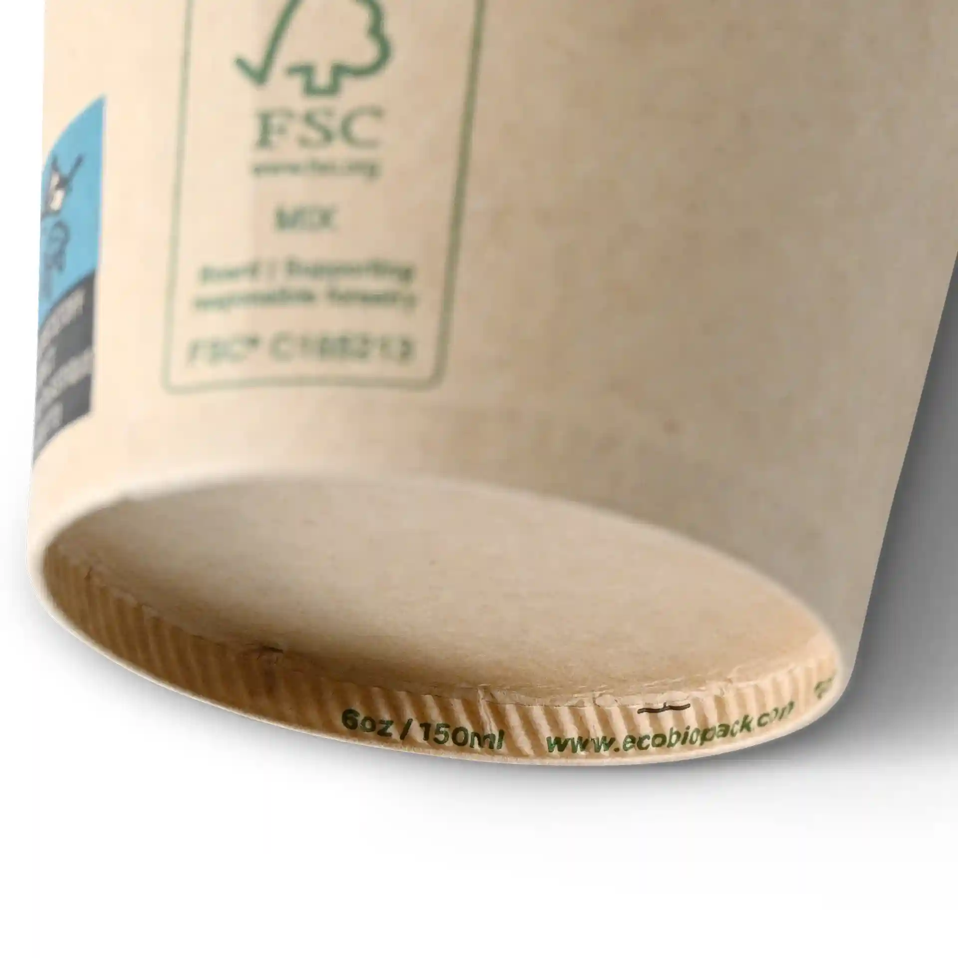 Gobelet en carton 150 ml / 6 oz, Ø 80 mm, simple paroi, brun, revêtu de PLA