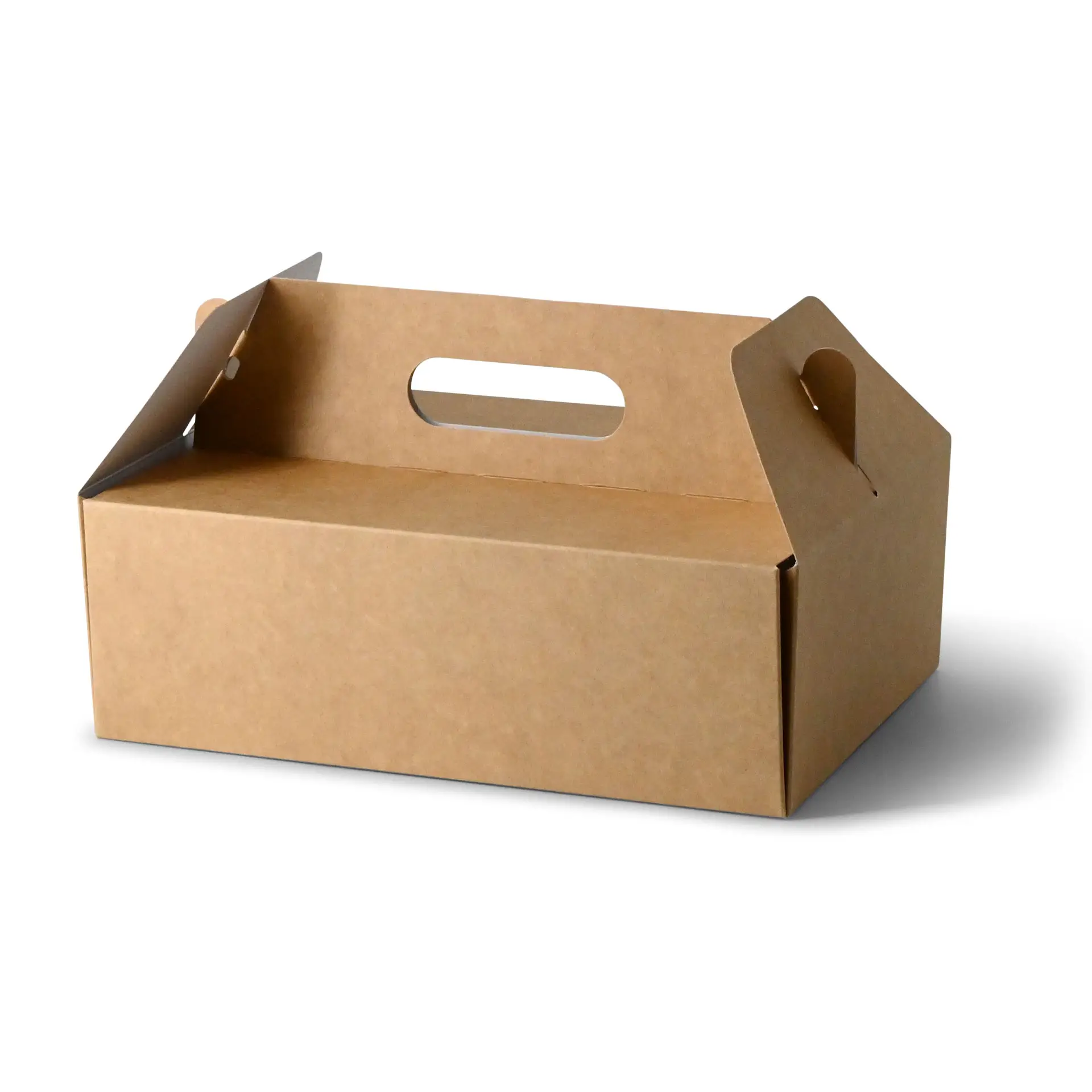 Boîte à gâteaux en carton avec poignée L, 26 x 17 x 9 cm, marron, pliable