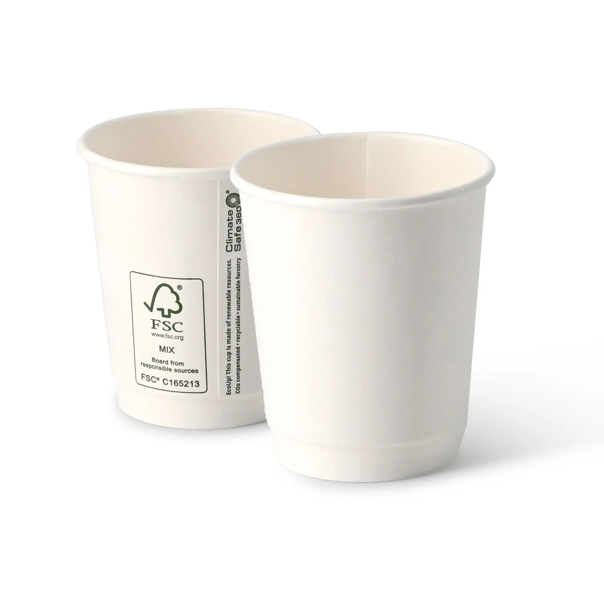 Gobelet en carton double paroi, 20 cl / 8 oz, Ø 80 mm, blanc