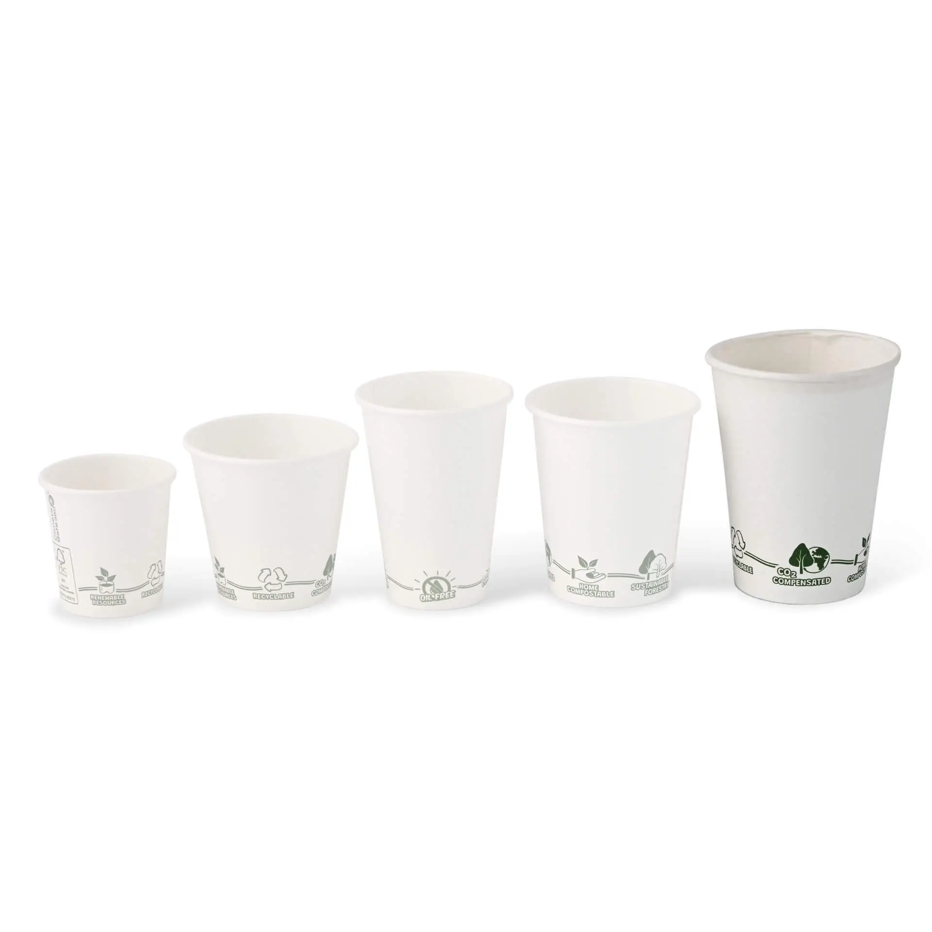 Gobelet en carton 300 ml / 12 oz, Ø 90 mm, avec pictogrammes "EcoUp©", simple paroi, blanc, revêtement en PLA