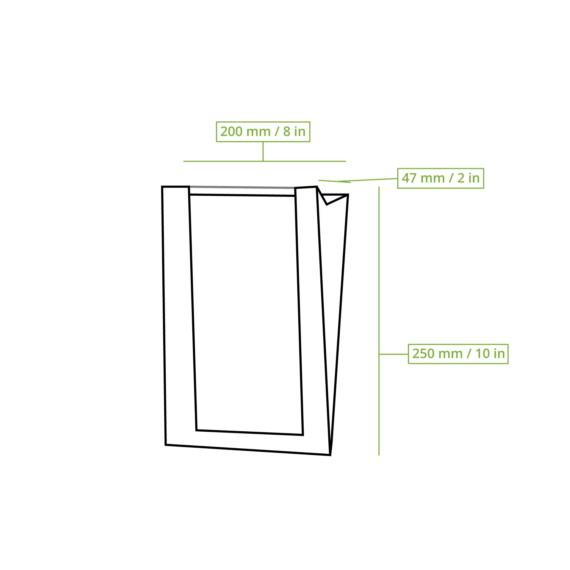 Bäckertüten aus Papier mit Fenster S, 20 x 5 x 25 cm, braun
