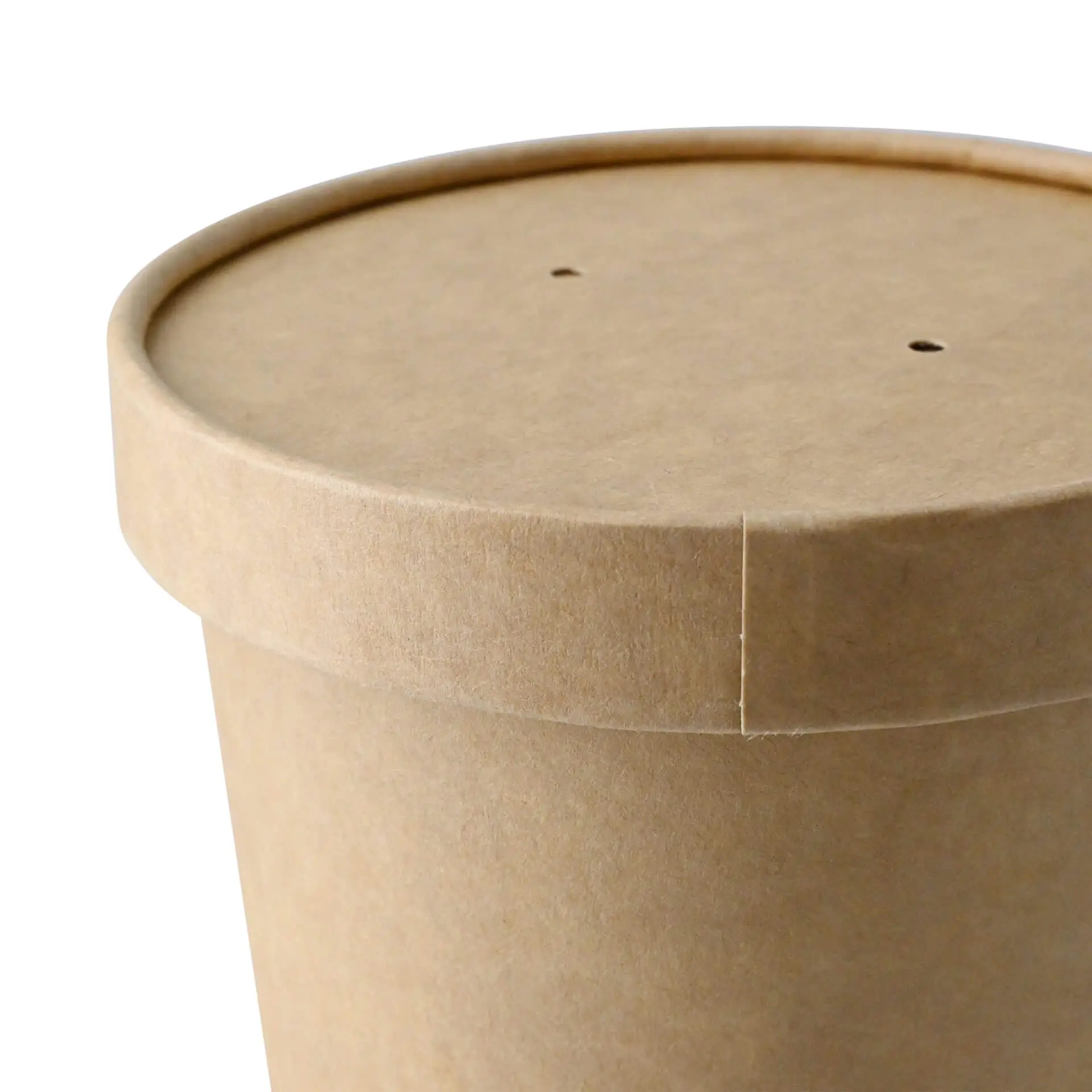 Couvercle en carton avec membrane (revêtu de PE) Ø 95 mm, brun (pour gobelets à soupe) Couvercle en carton avec membrane (revêtu de PE) Ø 95 mm, brun (pour gobelets à soupe)