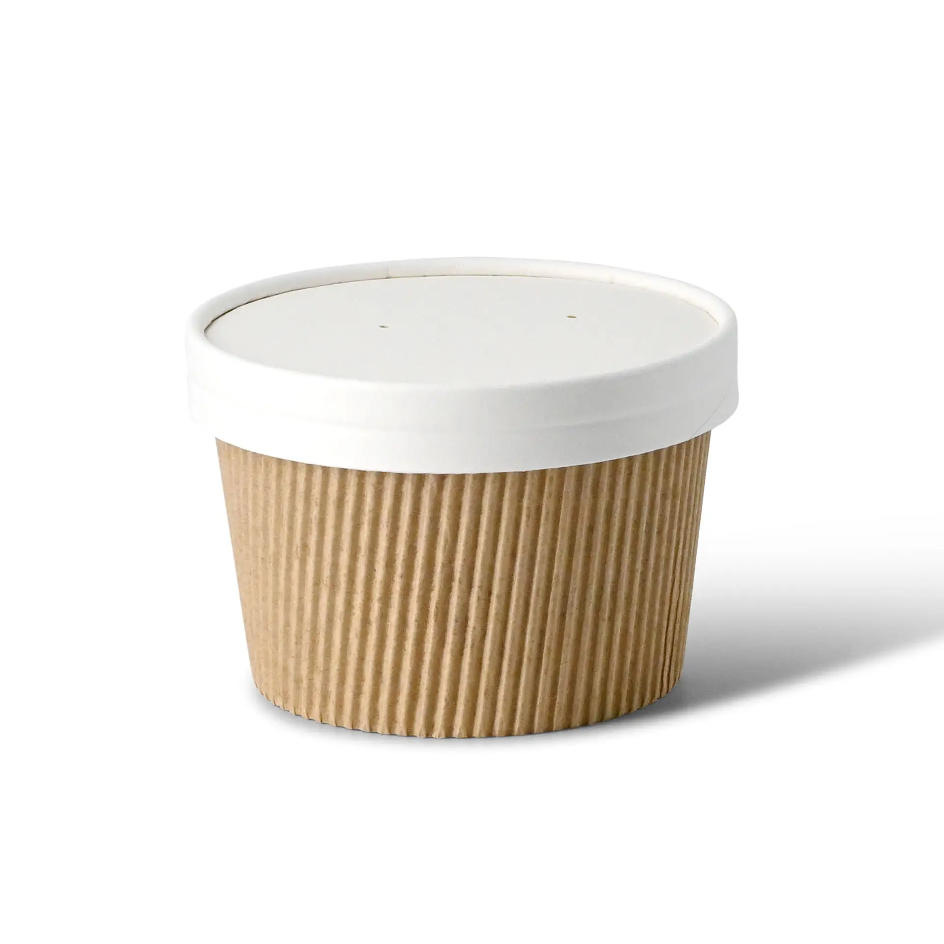 Couvercle ventilé en carton blanc pour pot à soupe, Ø 116 mm