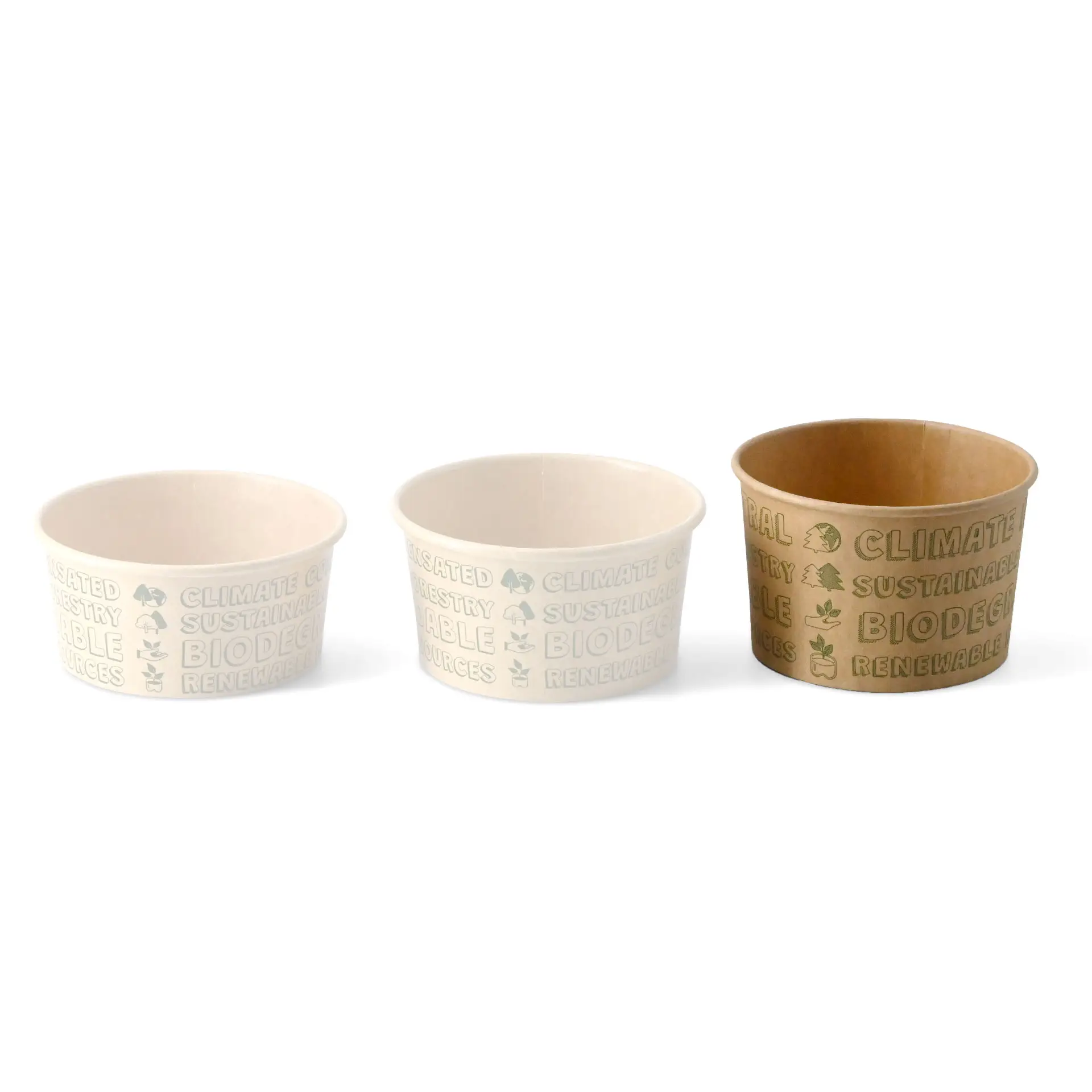 Pots à glace en carton (revêtement biologique) 150 ml / 6 oz, non blanchi, EcoUp