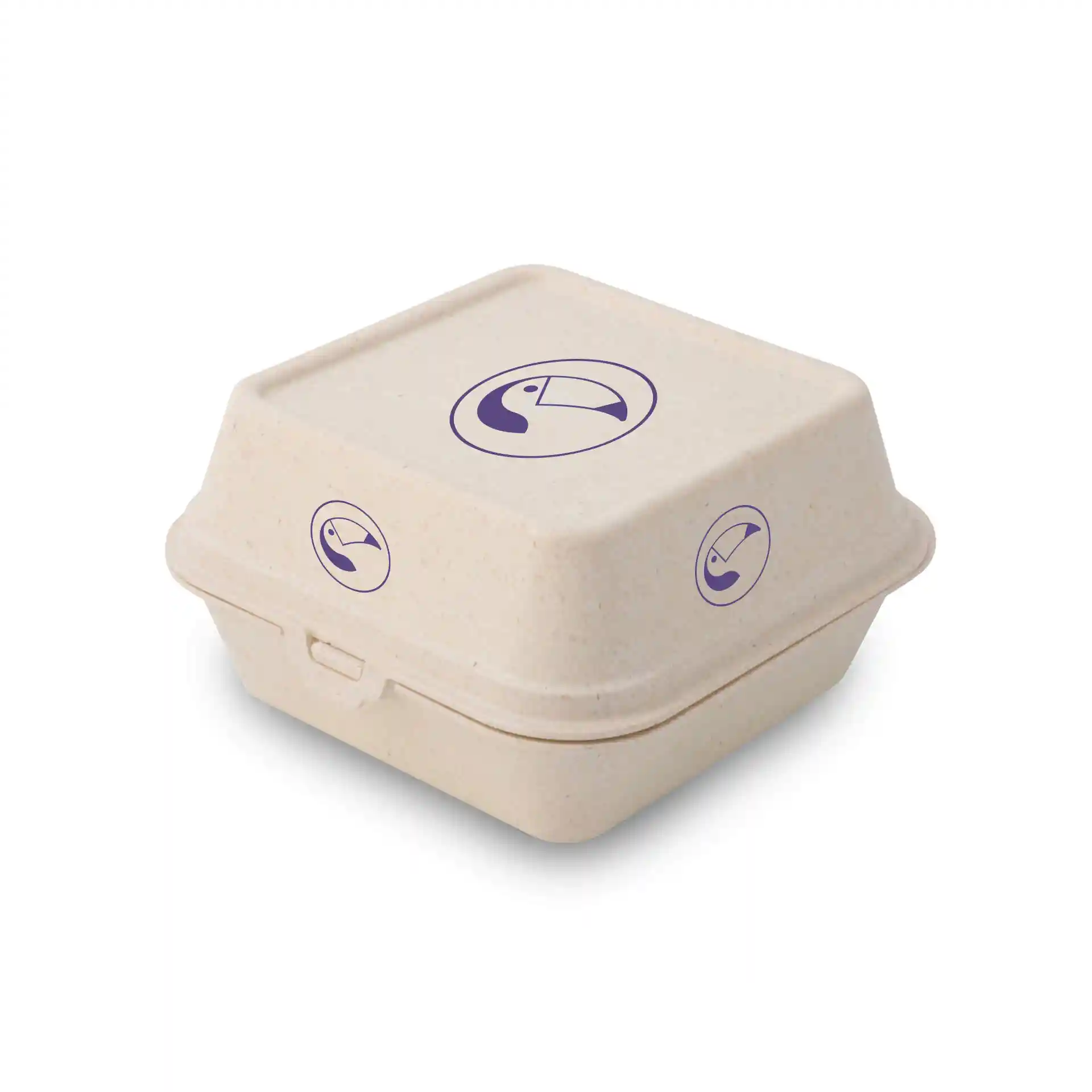 Mehrweg-Burgerboxen bedrucken, 16 x 15 x 8,5 cm, creme-weiss, vierflächig