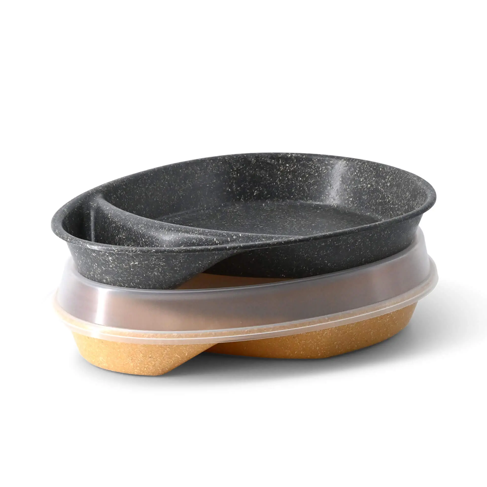 Assiette repas réutilisable « merways Plate » poivre / gris 27,5 x 20 x 3,5 cm, 2 compartiments, ovale dfc008581-mehrweg-menueteller-merways-plate-275-x-20-x-35-cm-2-kammern-tropfenfoermig-pfeffer-grau-6
