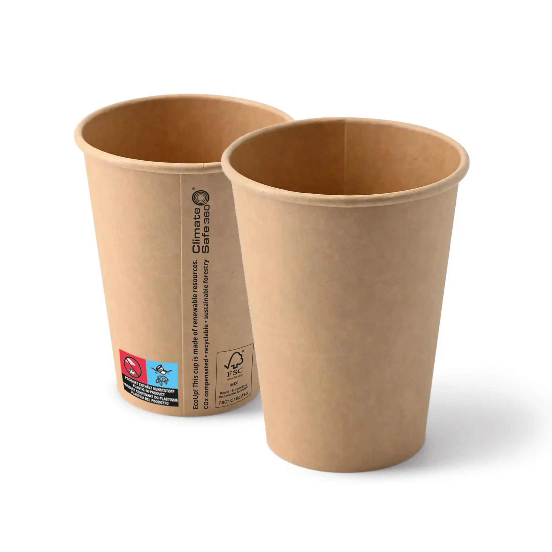 Gobelet en carton (revêtu de PE) 30 cl / 12 oz, Ø 90 mm, brun