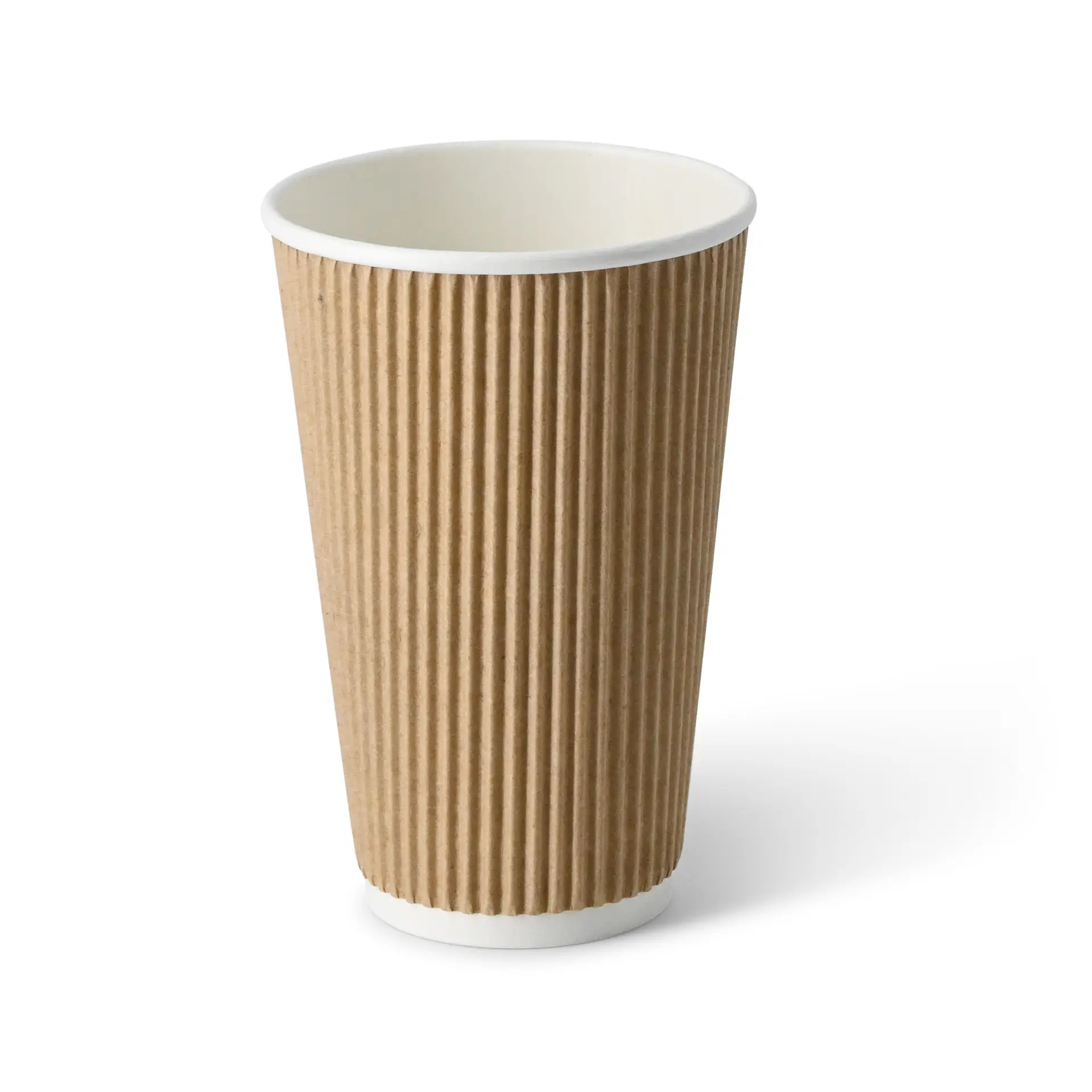 Gobelet en carton ondulé 40 cl / 16 oz, Ø 90 mm, brun dhd049621-riffelbecher-coffee-to-go-becher-400-ml-16-oz-90-mm-braun-innen-weiss-1