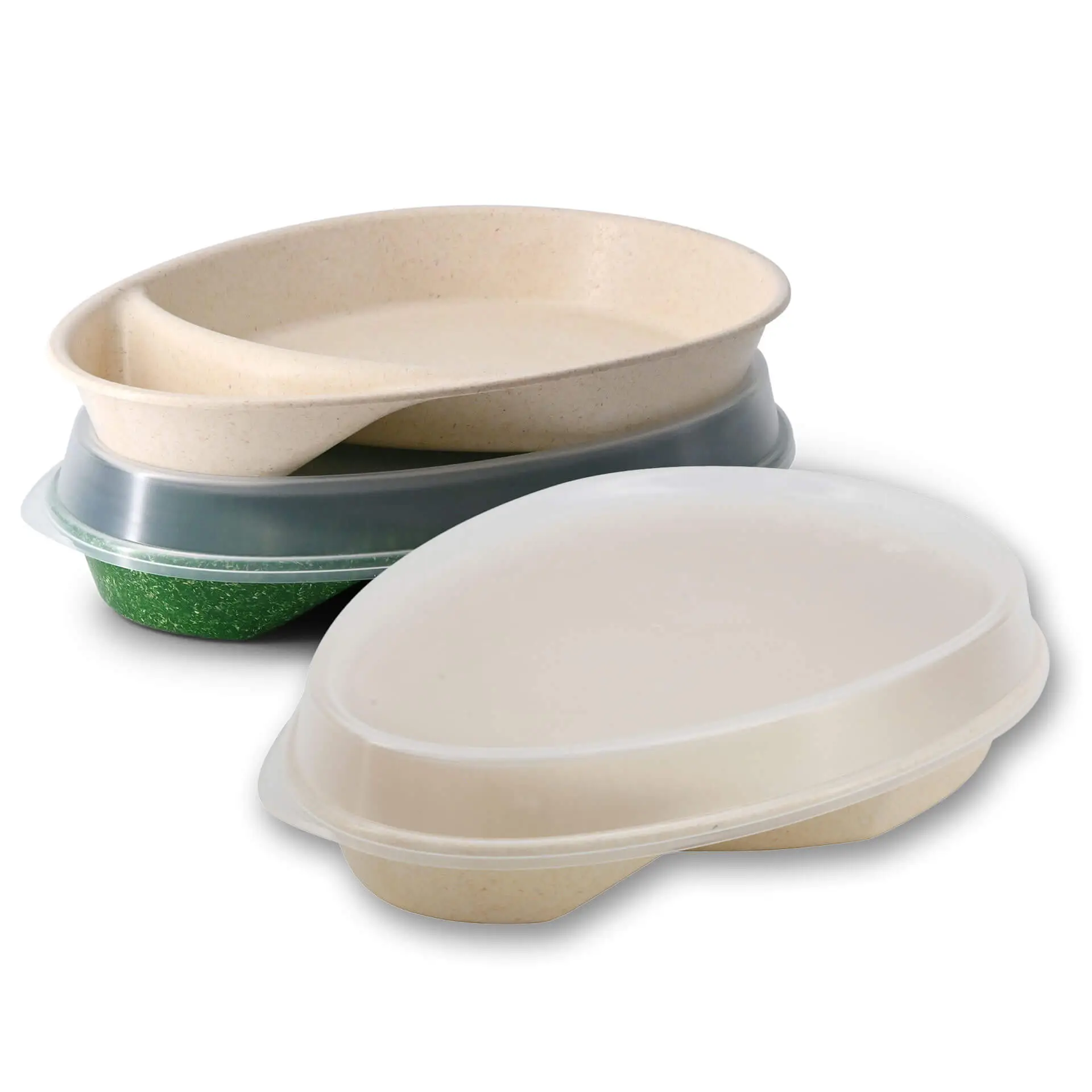 Assiette repas réutilisable "merways Plate" 27,5 x 20 x 3,5 cm, 2 compartiments, ovale, blanc crème dfc008481-mehrweg-menue-teller-merways-plate-275-x-20-x-35-cm-2-kammern-tropfenfoermig-cashew-creme-weiss-6