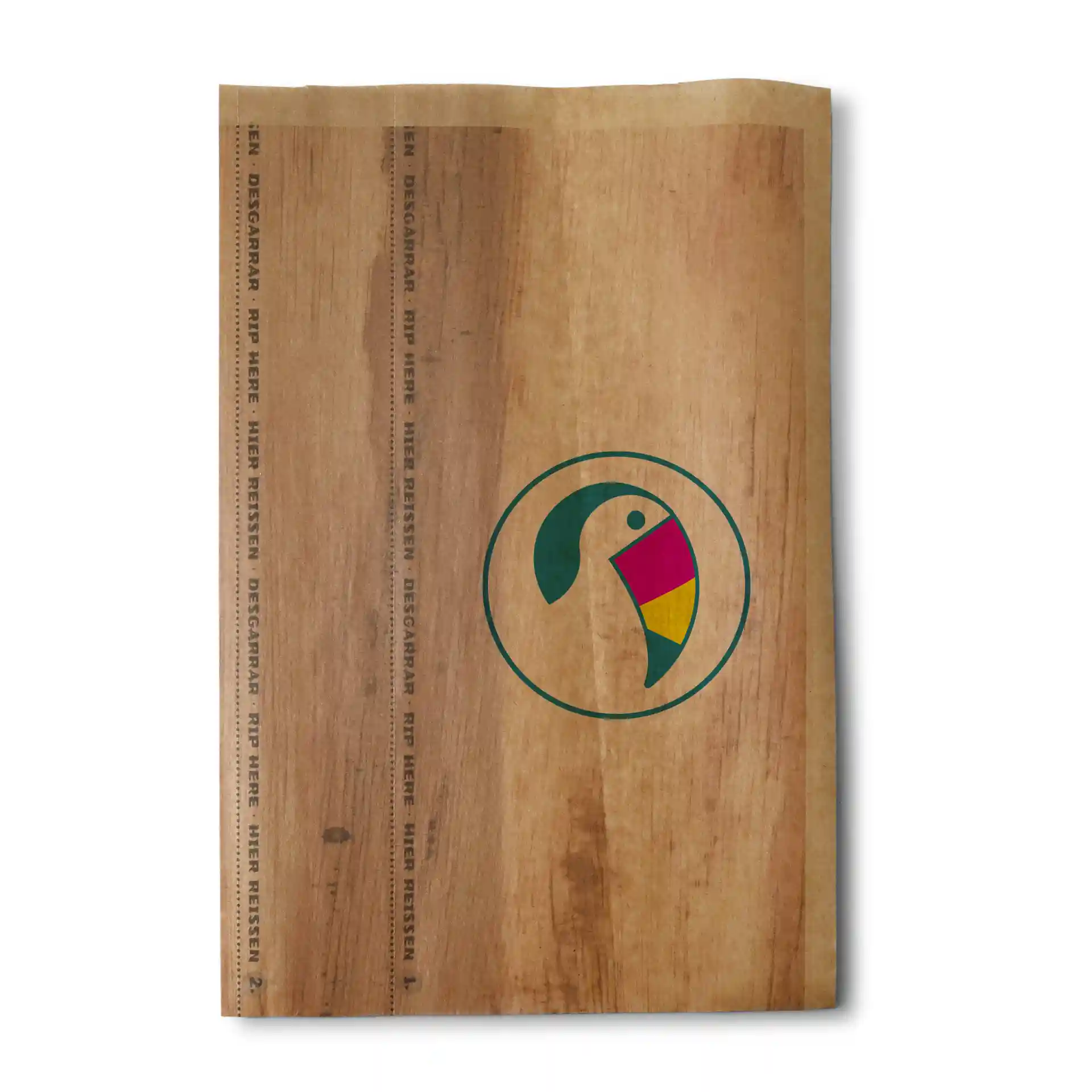 Sacs wrap personnalisés, 19,5 x 30 cm, brun, fermeture adhésive