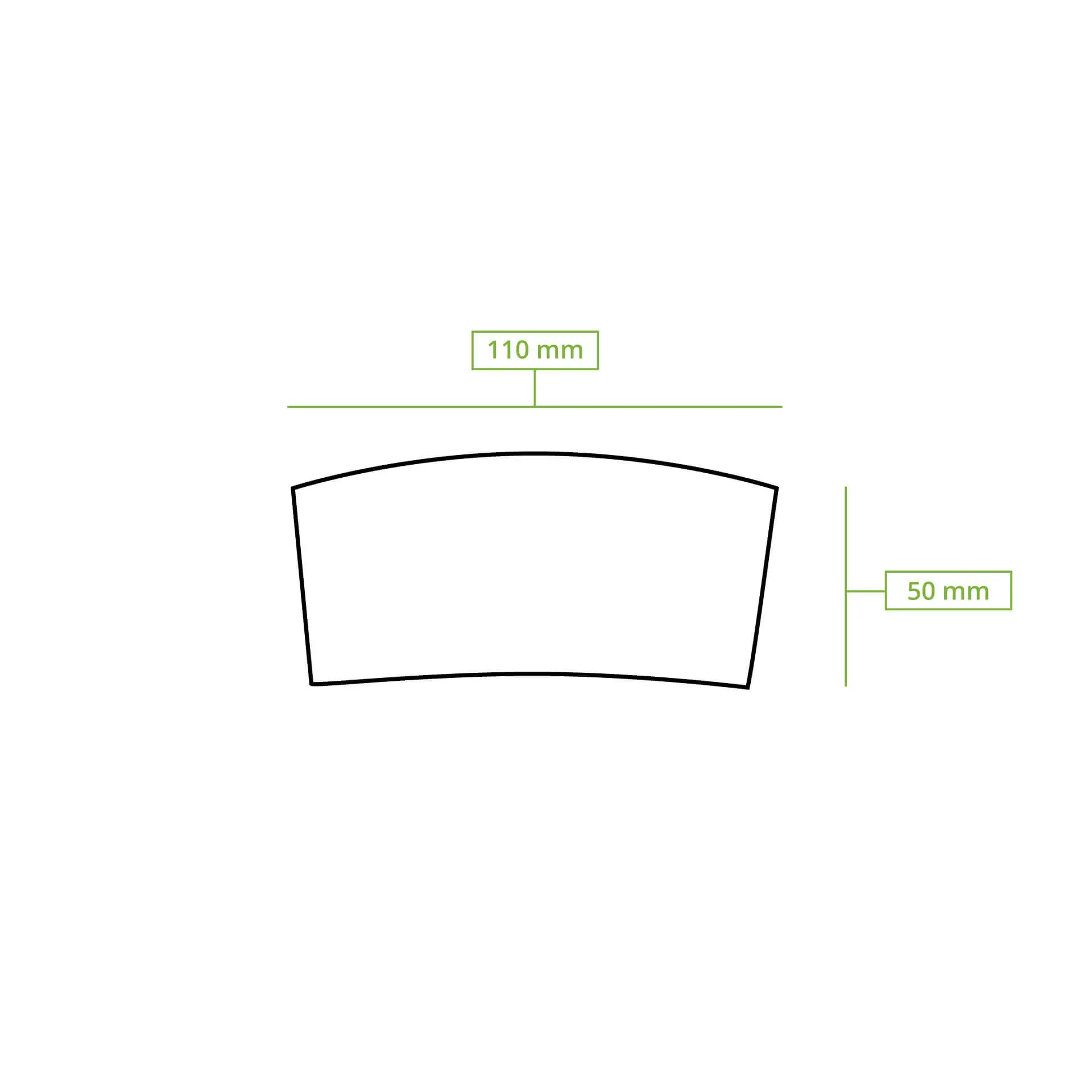 Dessin schématique d'une manchon de tasse avec des dimensions de 110 mm de largeur et 50 mm de hauteur.