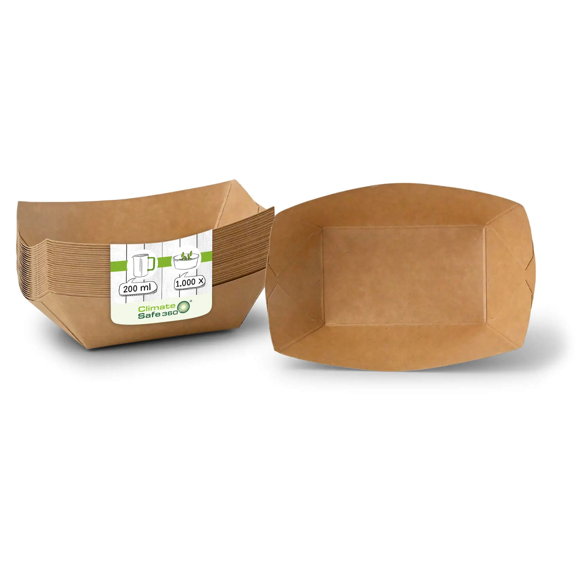 Barquette à snack en carton (revêtue) 200 ml, 13 x 10 x 3 cm, marron