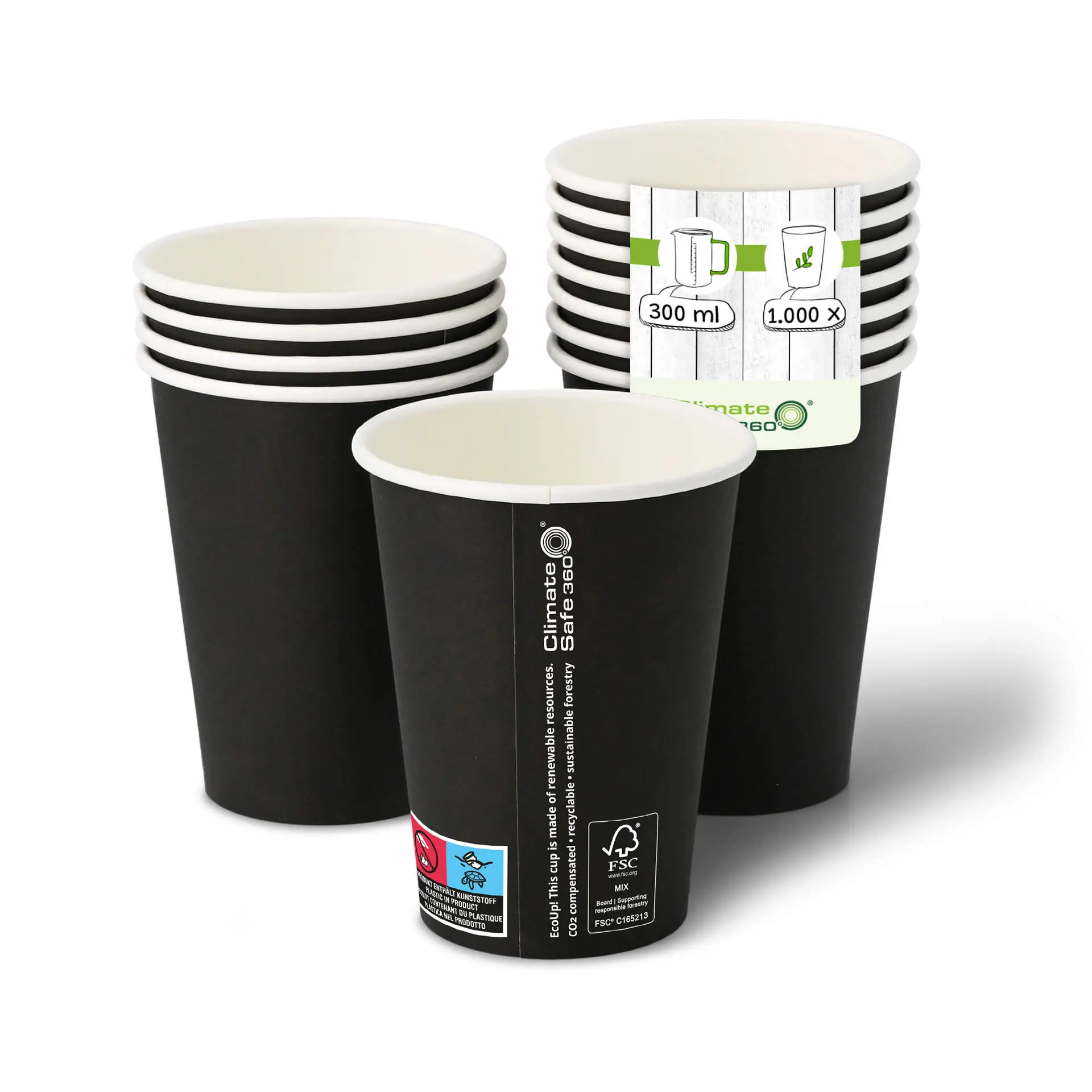 Gobelet en carton (revêtu de PE) 30 cl / 12 oz, Ø 90 mm, noir con10014-01-0-pappbecher-beschichtet-300-ml-12-oz-90-mm-schwarz
