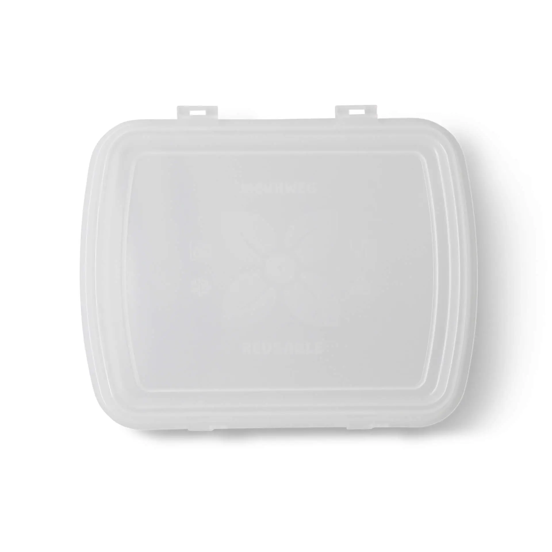 Coperchio trasparente riutilizzabile per scatola rettangolare, misura 24,5 x 20 x 4,5 cm, in plastica PP.