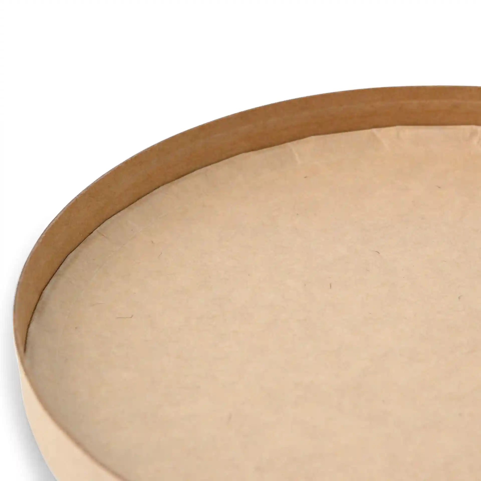 Coperchio rotondo in cartone marrone, con un diametro di 150 mm e un'altezza di 17 mm.