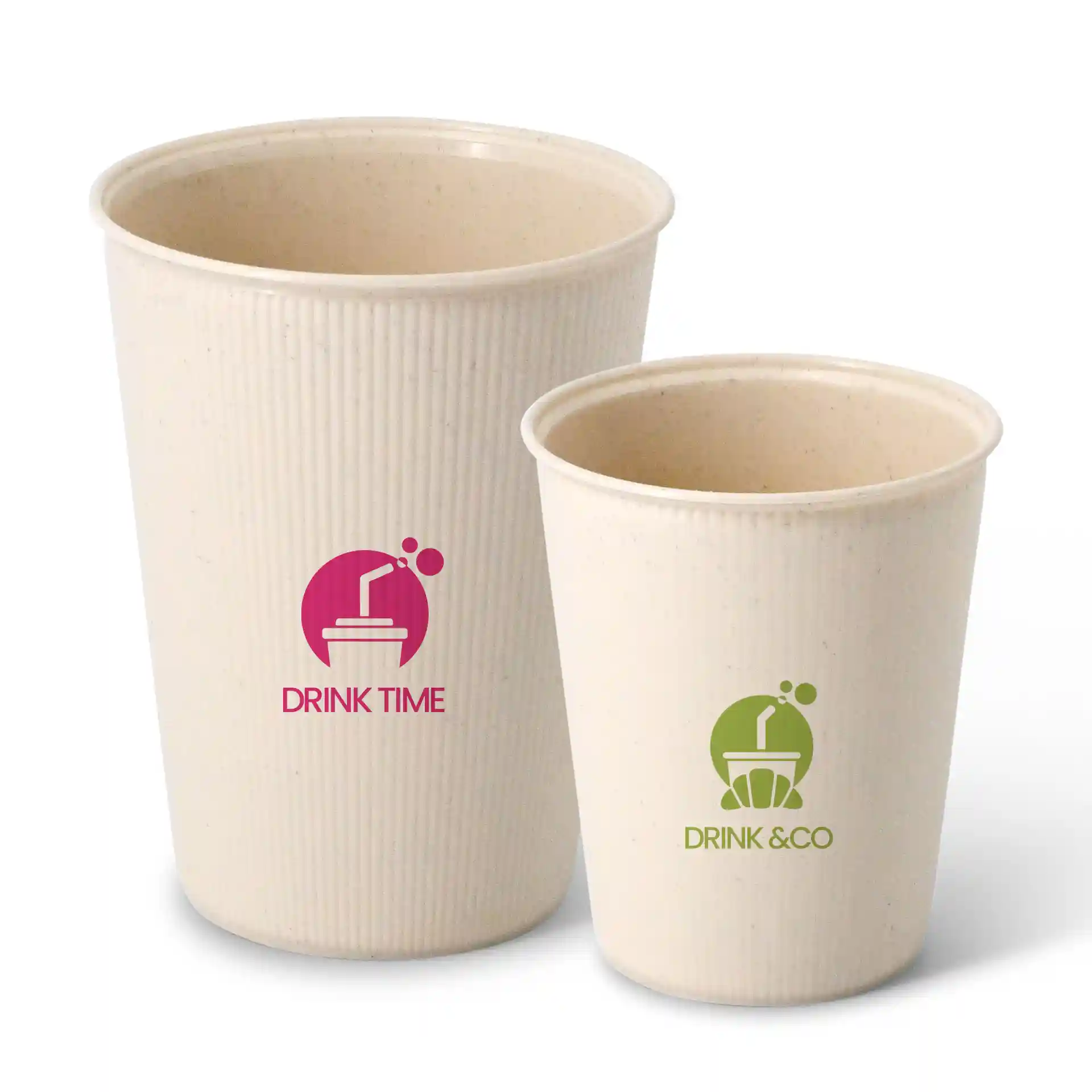 Mehrwegbecher bedruckt, Riffeloptik, 250 ml / 10 oz, Ø 80 mm