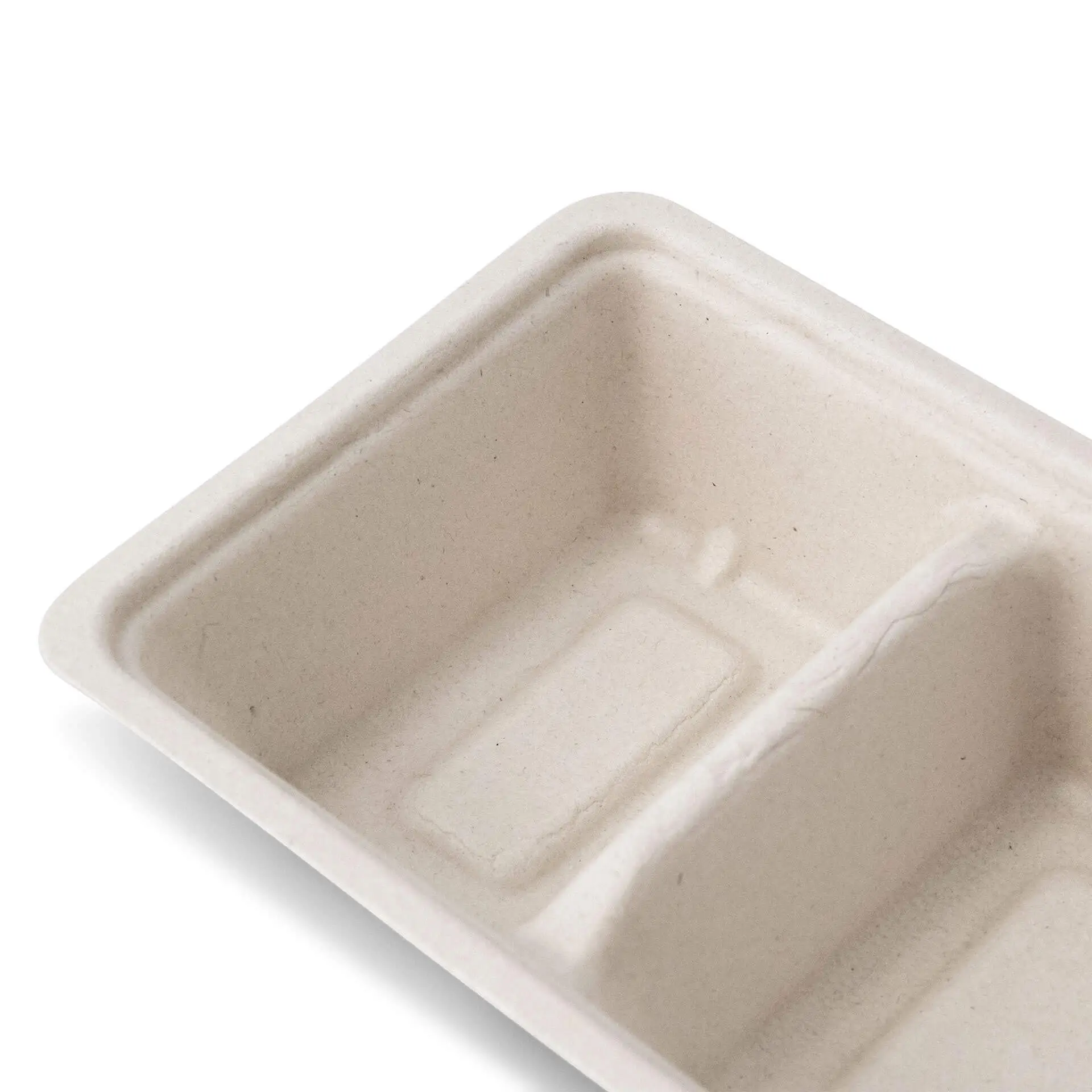 Pommesschale aus Zuckerrohr,  2 Kammern, 9,5 x 20 x 3,5 cm