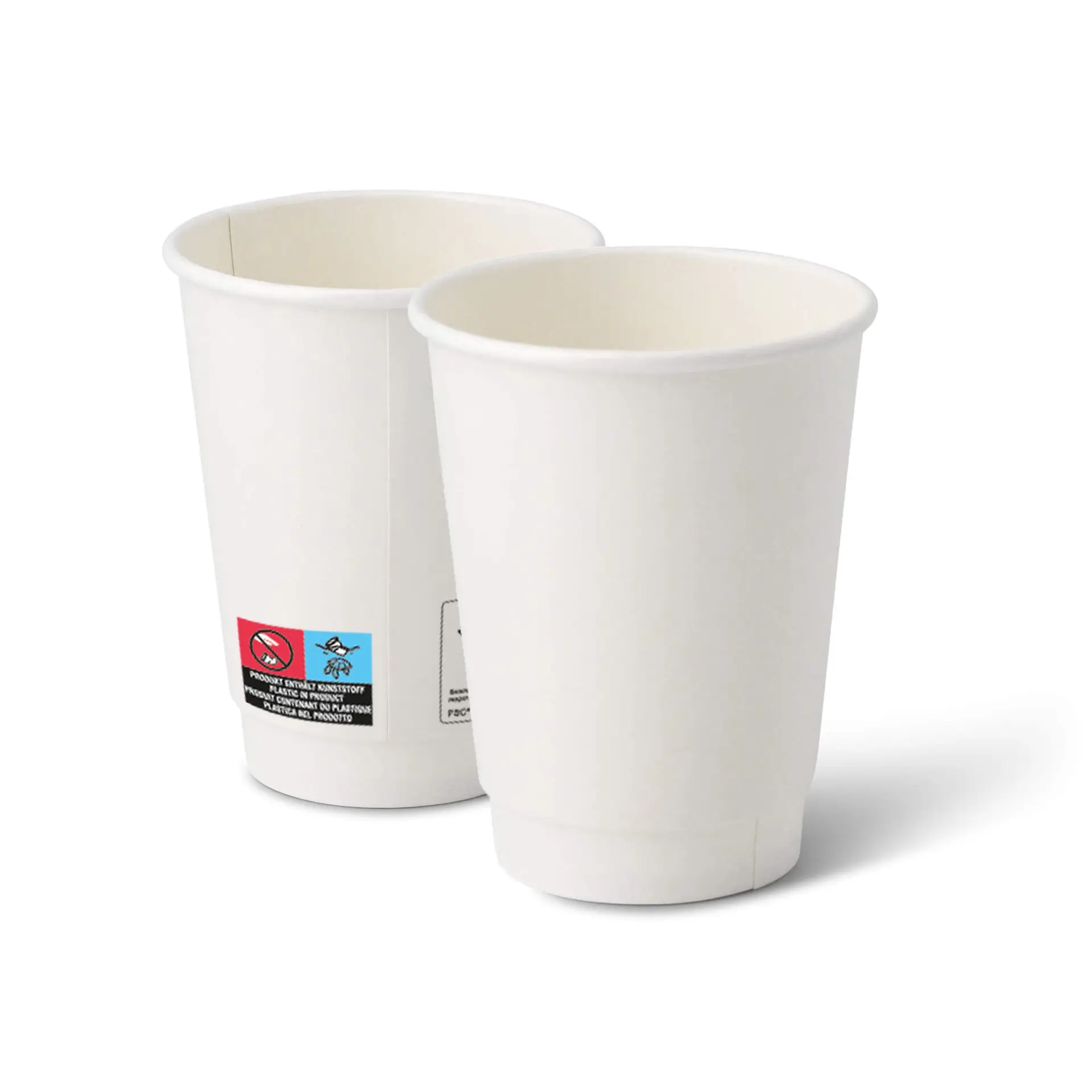 Coffee to go Becher aus Pappe (beschichtet) doppelwandig, 300 ml / 12 oz, Ø 90 mm, weiss