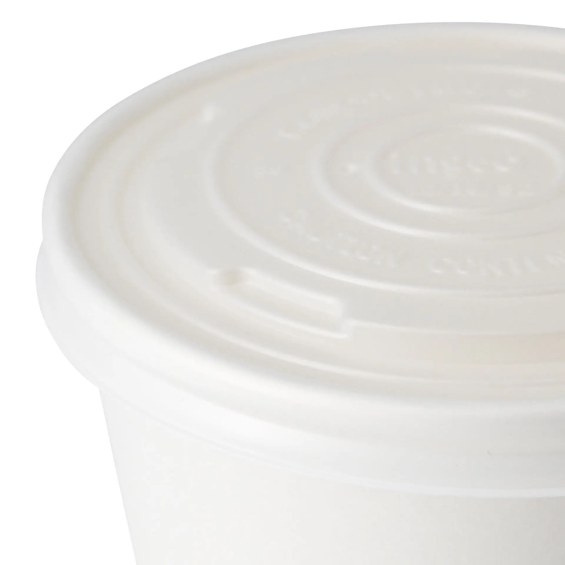 Couvercle plat en CPLA blanc pour pot en carton, Ø 115 mm Couvercle plat en CPLA blanc pour pot en carton, Ø 115 mm