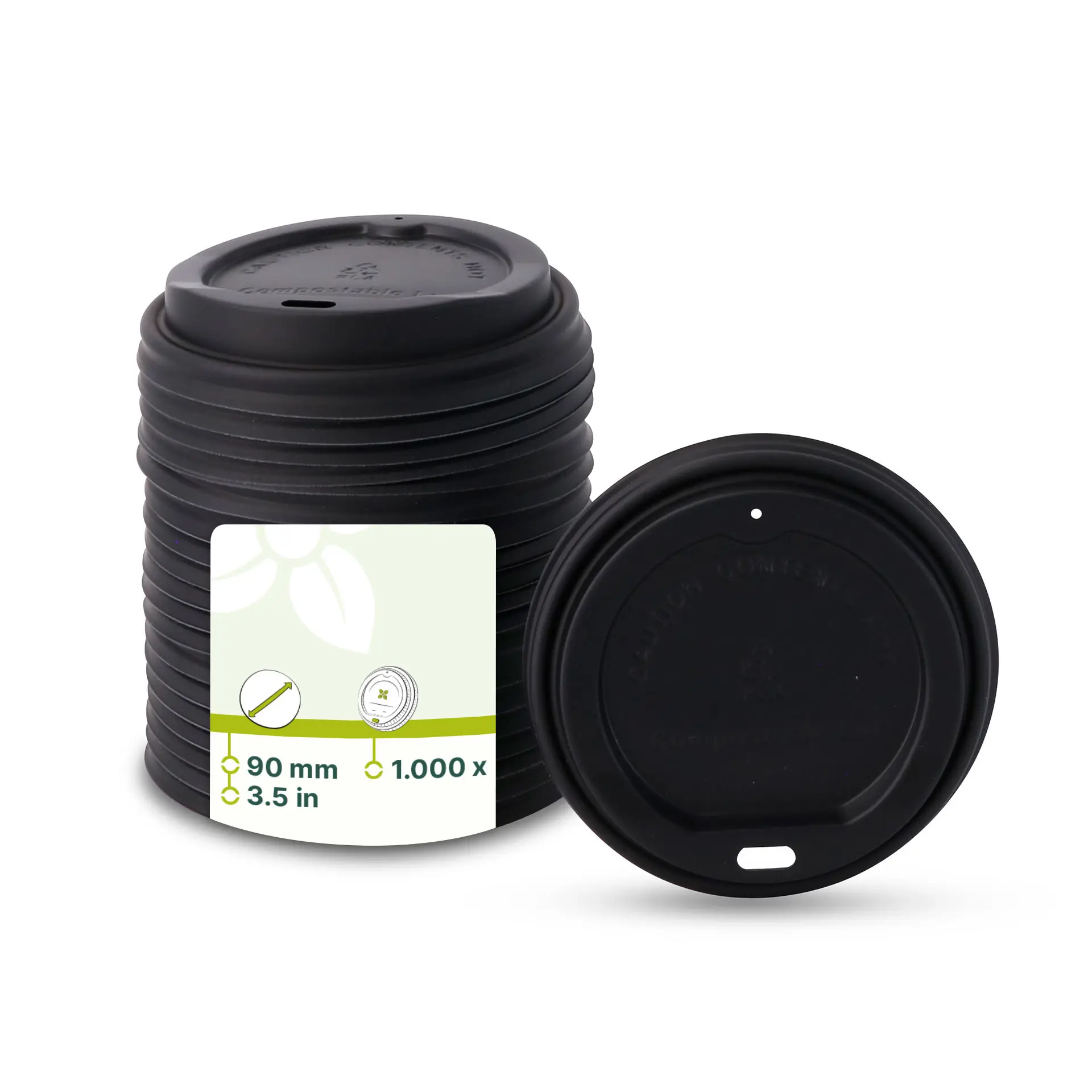 Couvercle en CPLA noir avec trou, Ø 90 mm Couvercle en CPLA noir avec trou, Ø 90 mm