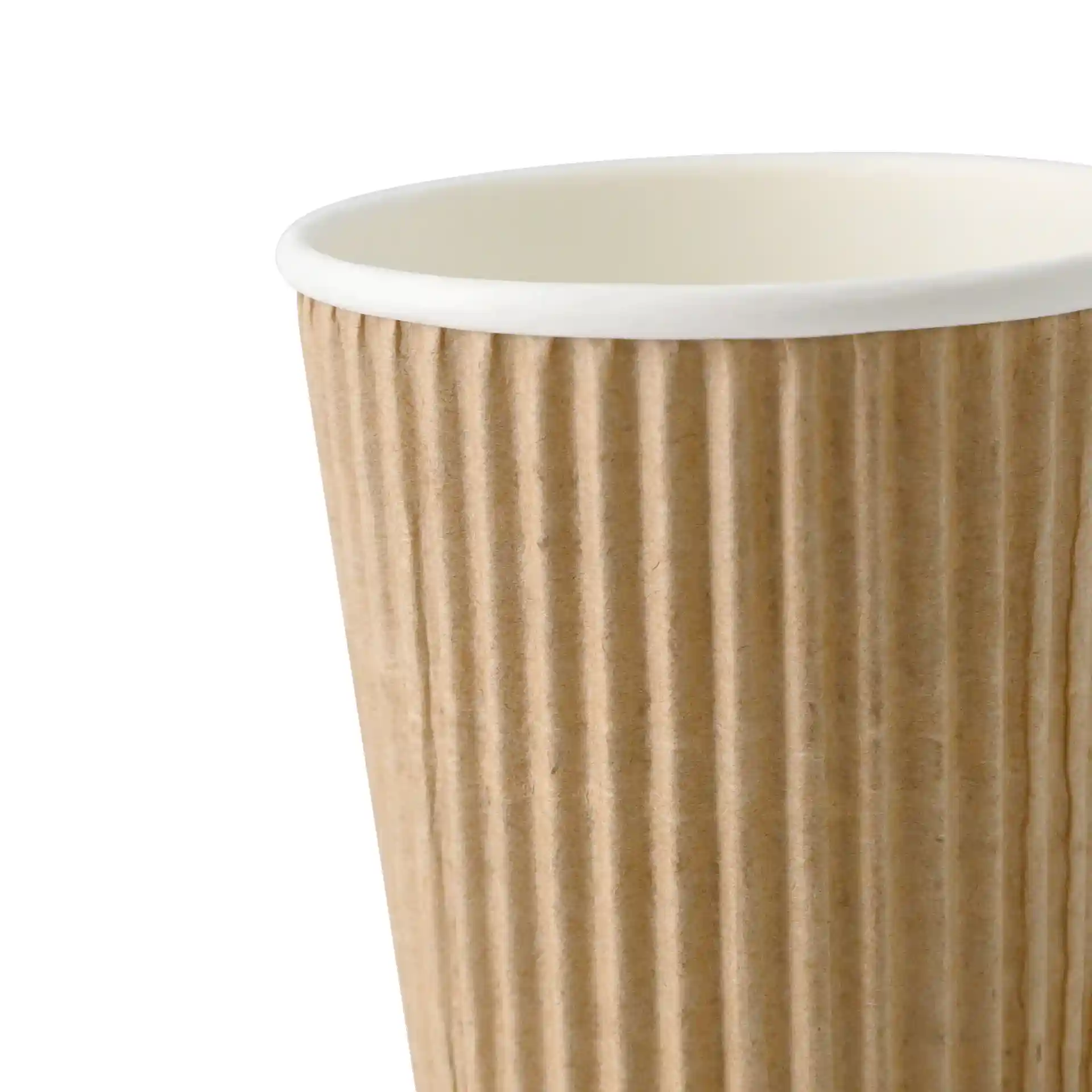 Riffelbecher / Coffee to go Becher 100 ml / 4 oz, Ø 62 mm, braun / innen weiss, PLA-beschichtet
