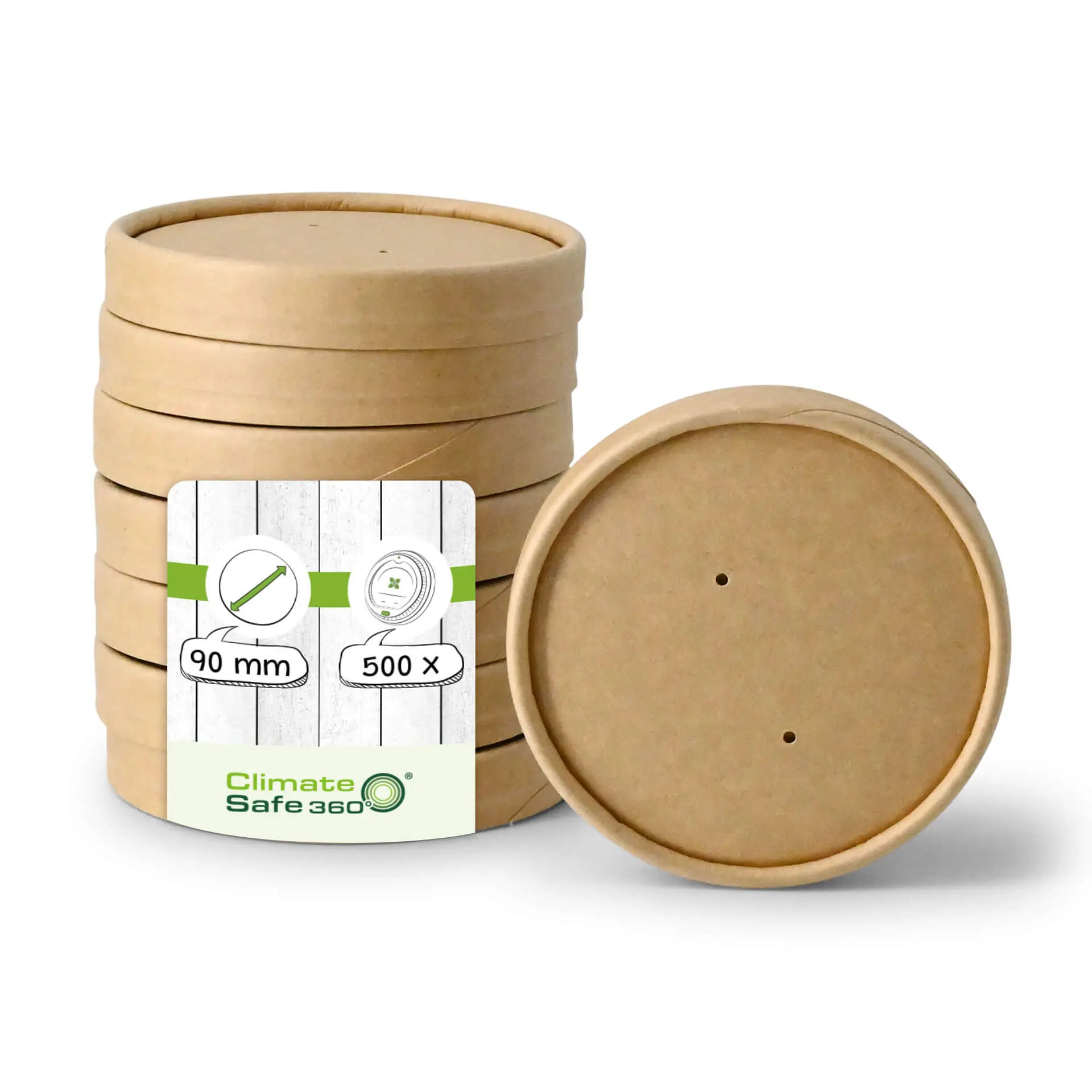 Karton-Membran-Deckel (bio-beschichtet) Ø 90 mm, braun