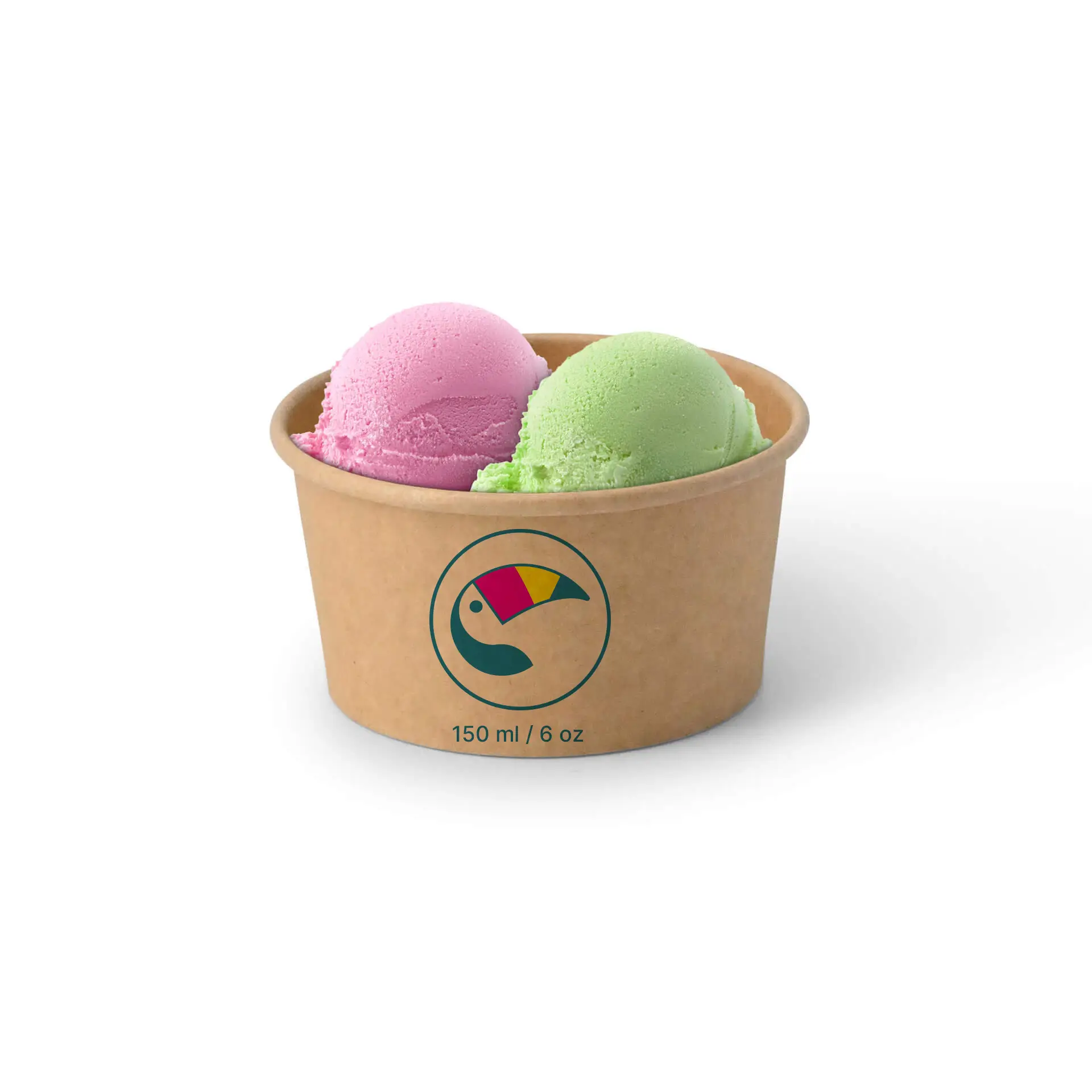 Gobelets à glace personnalisables (optionnel avec couvercle), 150 ml / 6 oz, brun, revêtement à base d’eau
