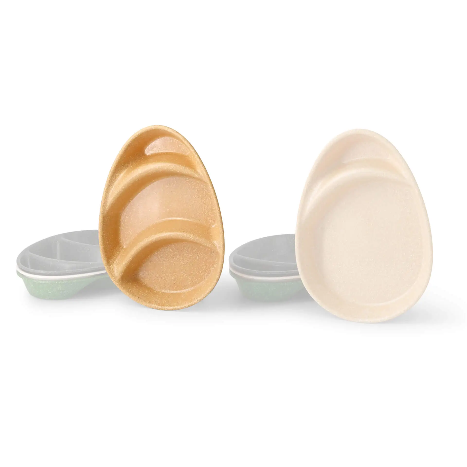 Assiette ovale réutilisable "merways Plate" 27,5 x 20 x 3,5 cm, 3 compartiments, caramel / brun dfc008351-mehrweg-menue-teller-merways-plate-275-x-20-x-35-cm-3-kammern-tropfenfoermig-karamell-braun-9