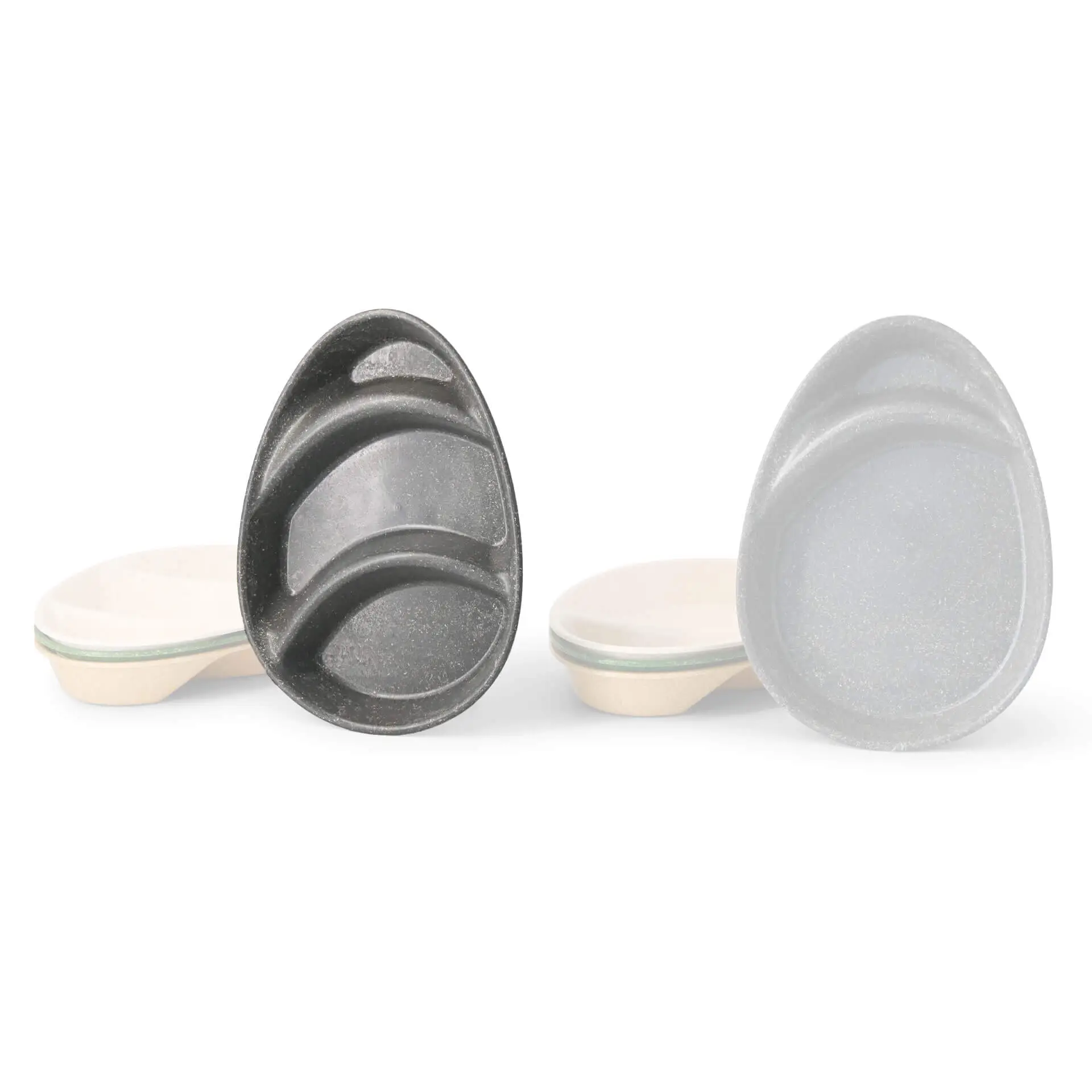 | 2 FÜR 1 | Mehrweg-Menü-Teller "merways Plate" 27,5 x 20 x 3,5 cm, 3 Kammern, tropfenförmig, Karamell / braun