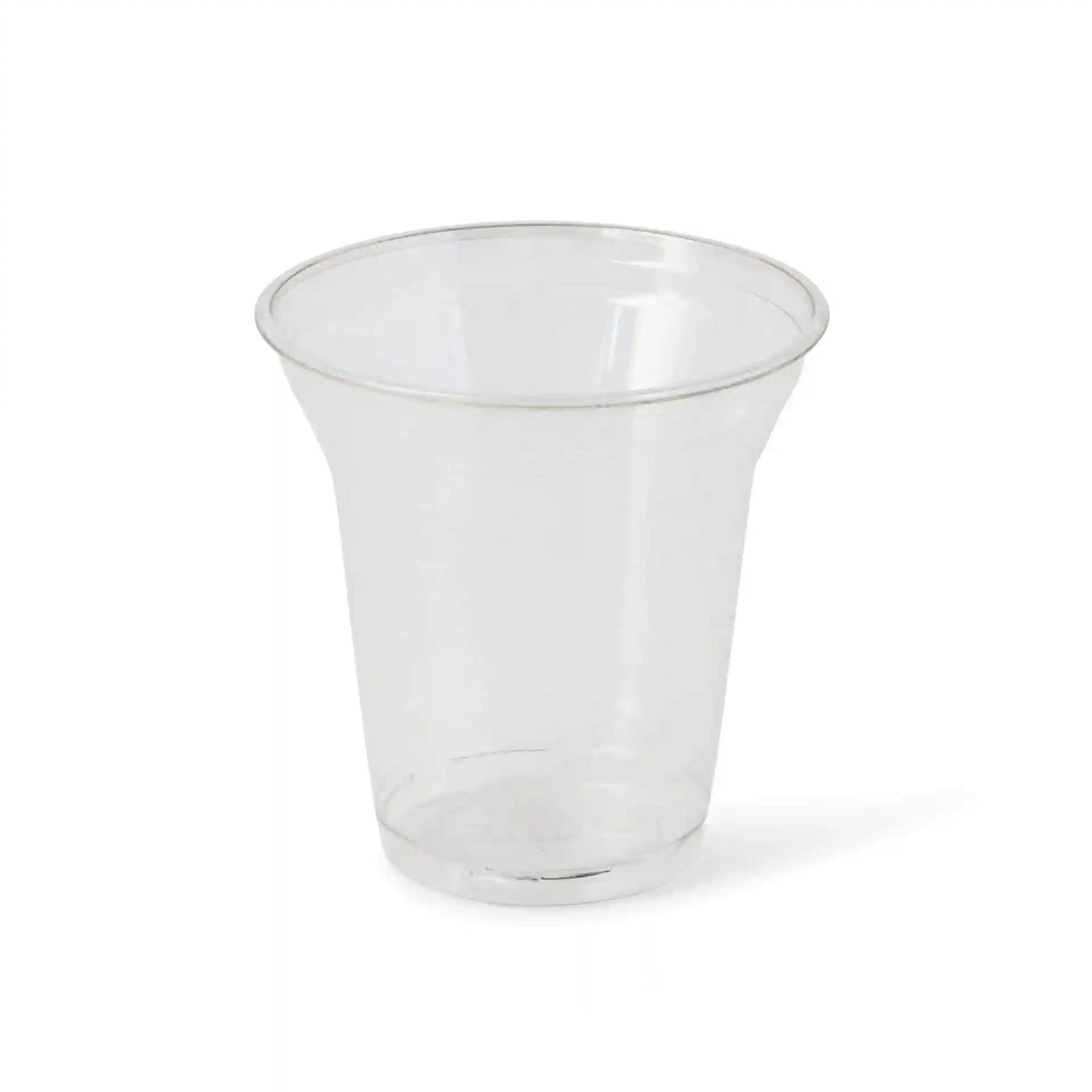 Gobelet transparent de 8 oz en rPET avec un diamètre de 95 mm et une hauteur de 96 mm, au design conique.