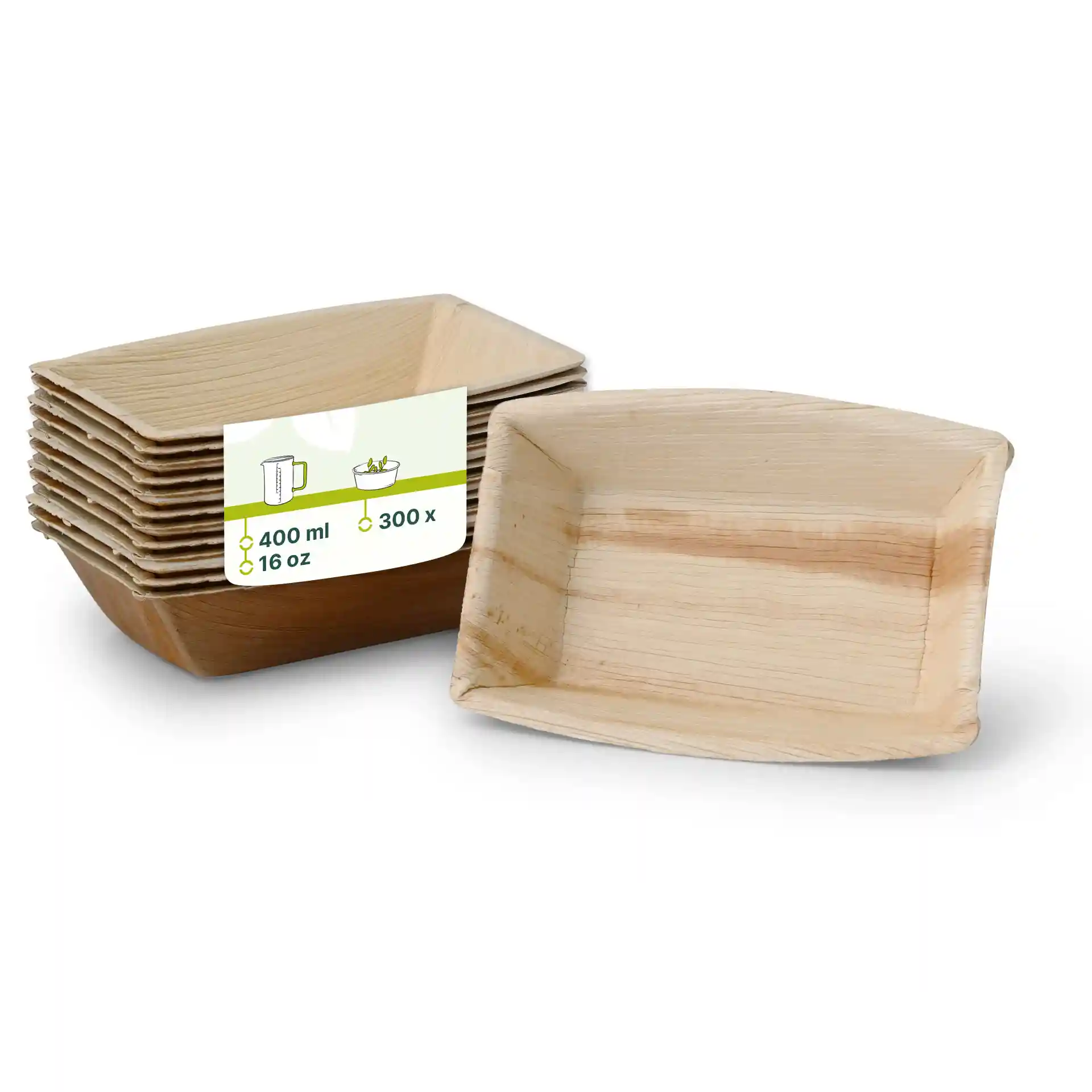 Bol en Feuille de Palmier "Palmware®" 400 ml, rectangulaires