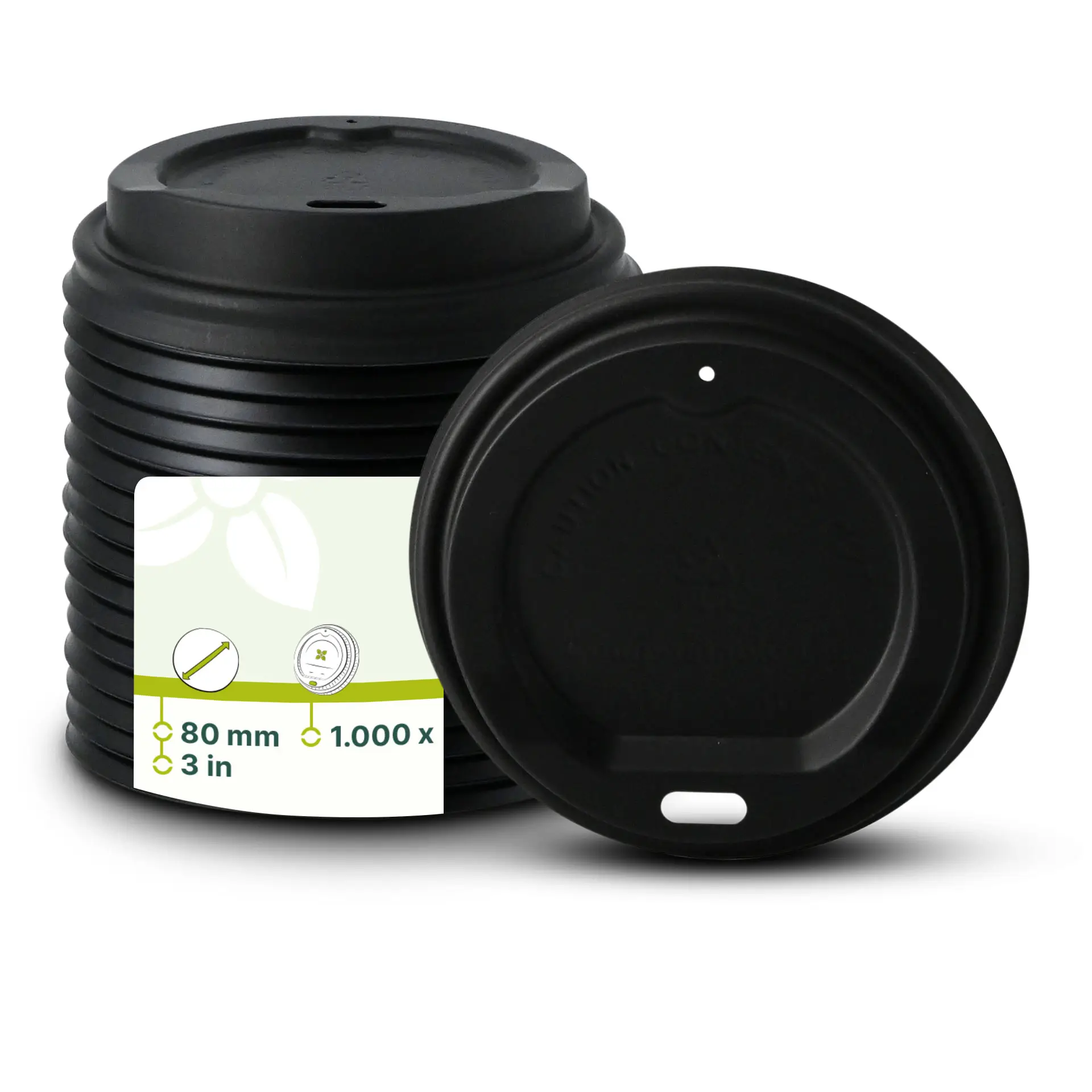 PS-Deckel Ø 80 mm, schwarz, Trinköffnung PS-Deckel Ø 80 mm, schwarz, Trinköffnung