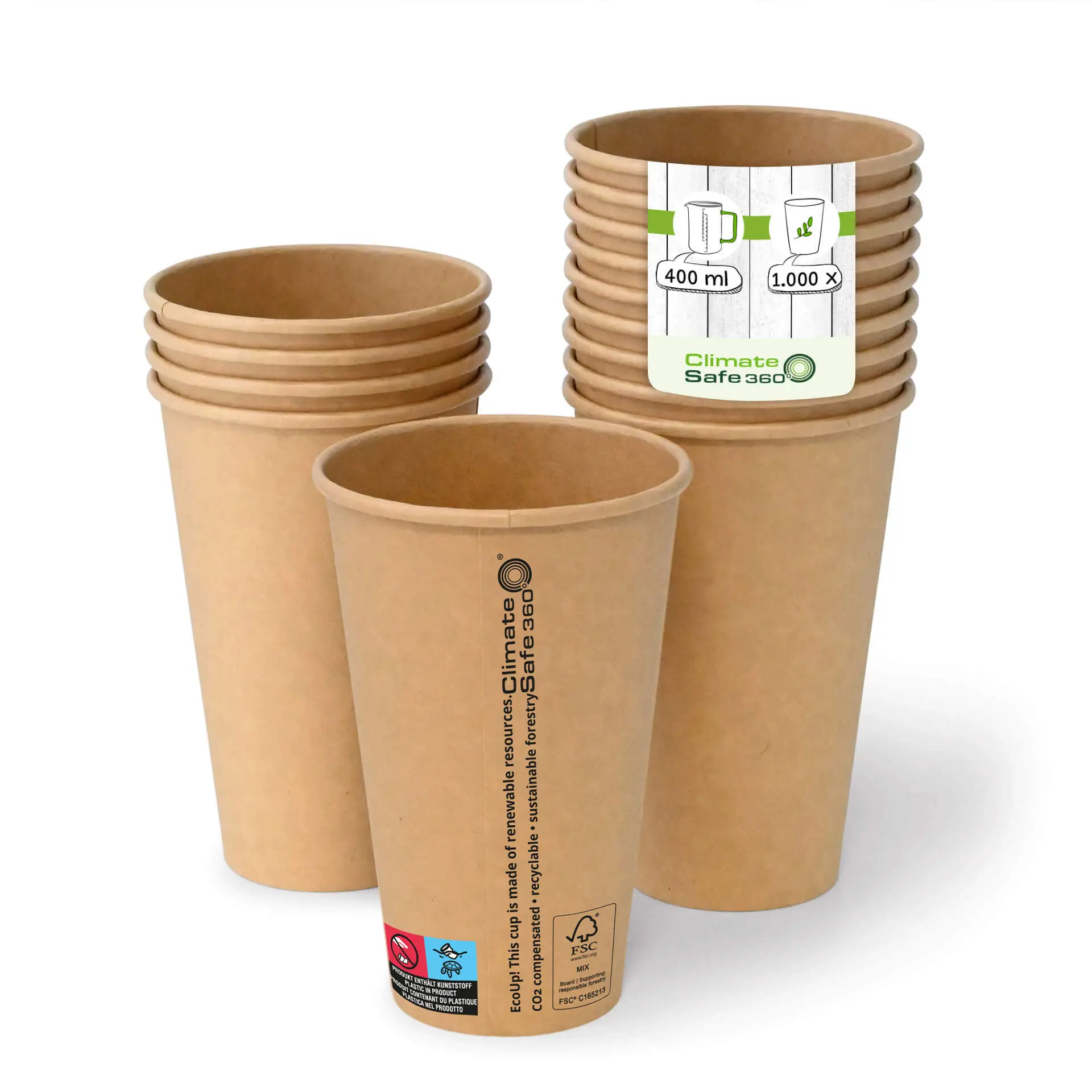 Gobelet en carton (revêtu de PE) 40 cl / 16 oz, Ø 90 mm, brun con10017-01-0-pappbecher-beschichtet-400-ml-16-oz-90-mm-braun