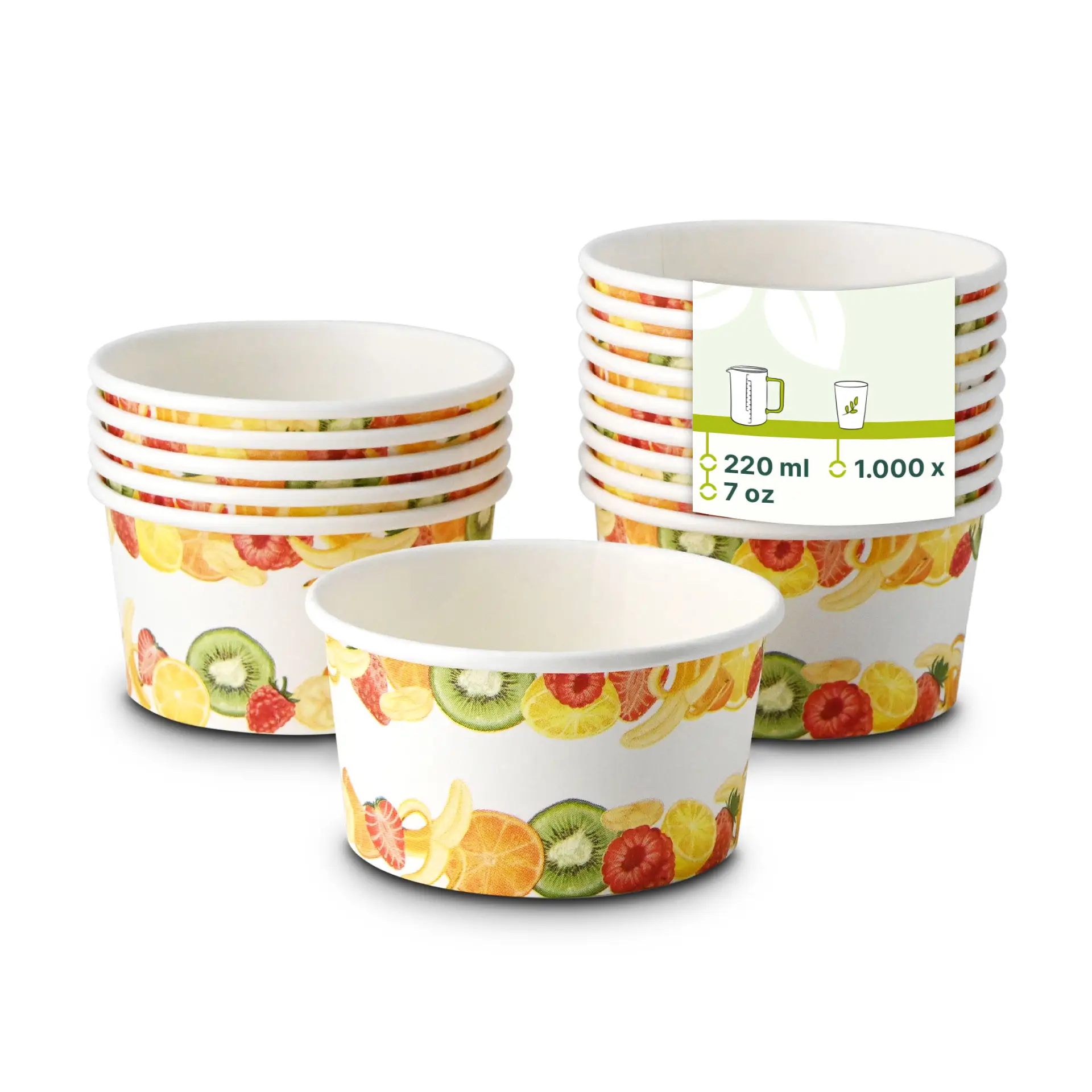 Pot à glace imprimé (revêtu) S "Fruits" 150 ml, max. 220 ml, Ø 92 mm con30020-01-0-eisbecher-bedruckt-beschichtet-s-fruechte-150-ml-max-220-ml-92-mm