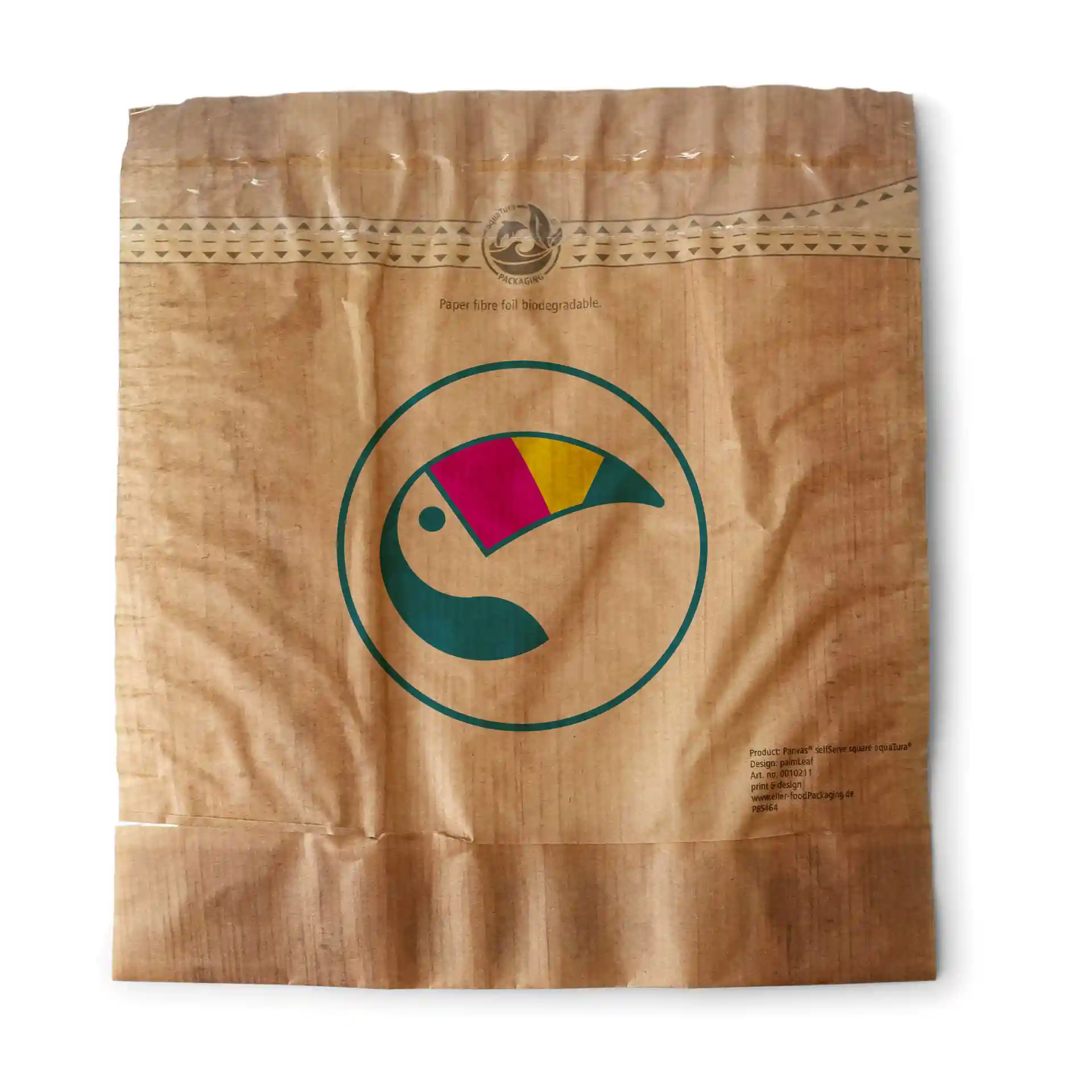 Sachets snack personnalisés, 17,5 x 20 cm, brun, avec fenêtre transparente & fermeture adhésive