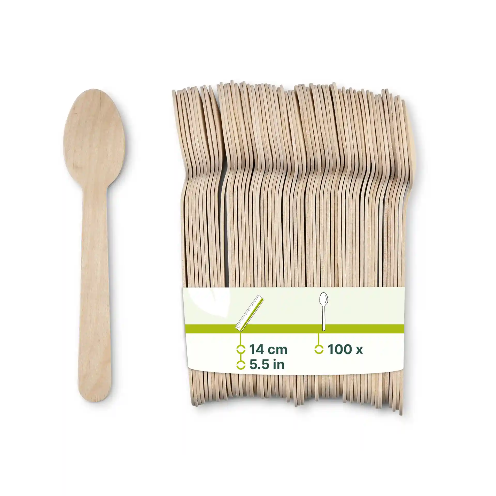 Cuillère à dessert en bois, revêtement bio, 14 cm