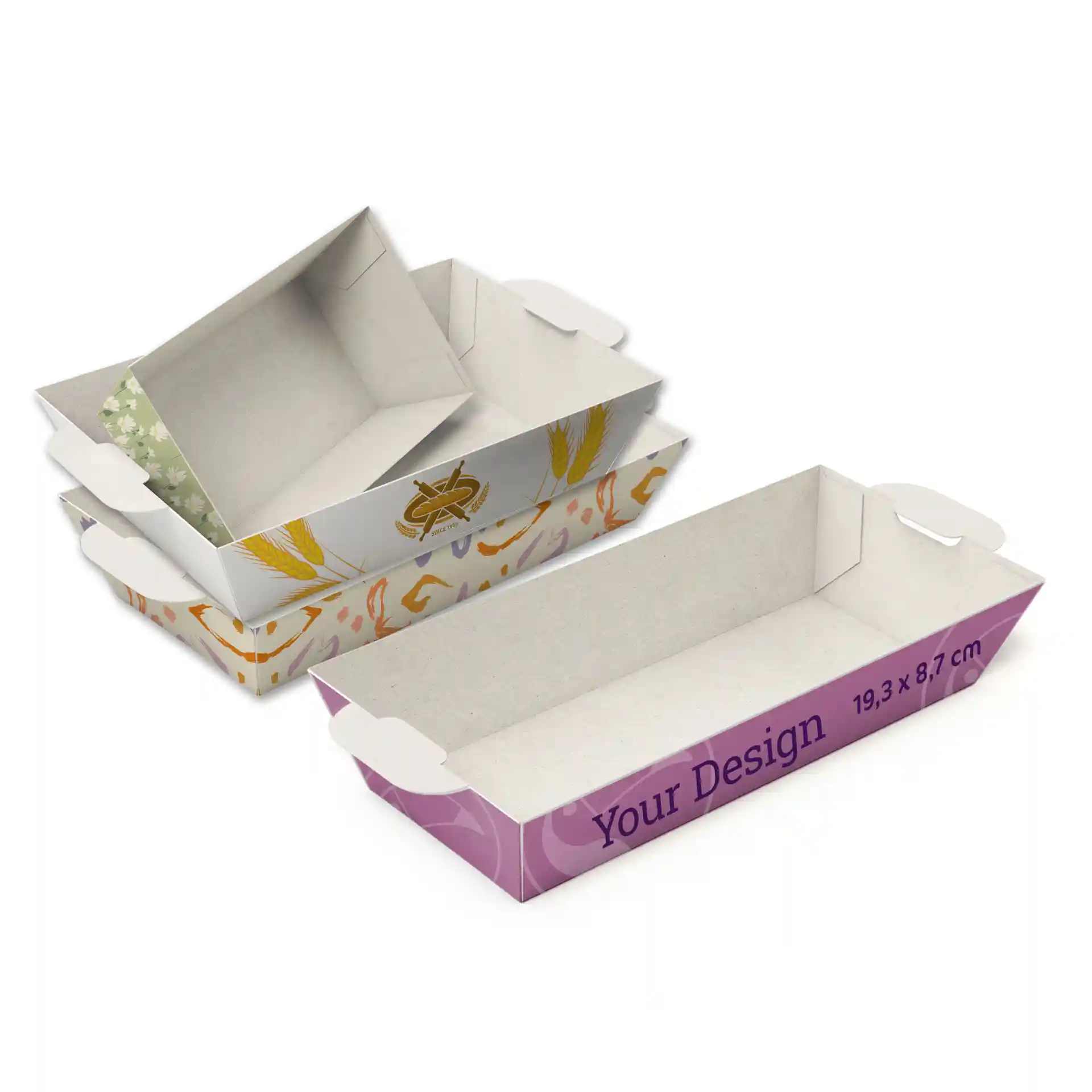 Barquettes à snacks personnalisées, 19,3 x 8,7 cm, blanches, rectangulaires