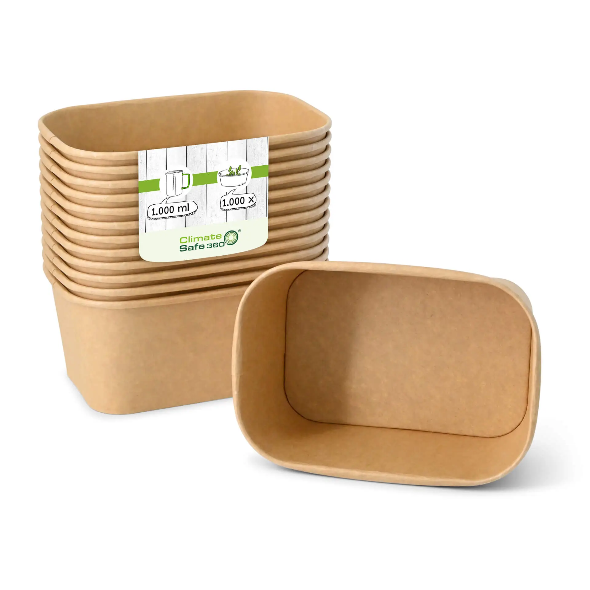 Barquettes en carton 1000 ml, 17,5 x 12,5 x 7,5 cm, marron, rectangulaires