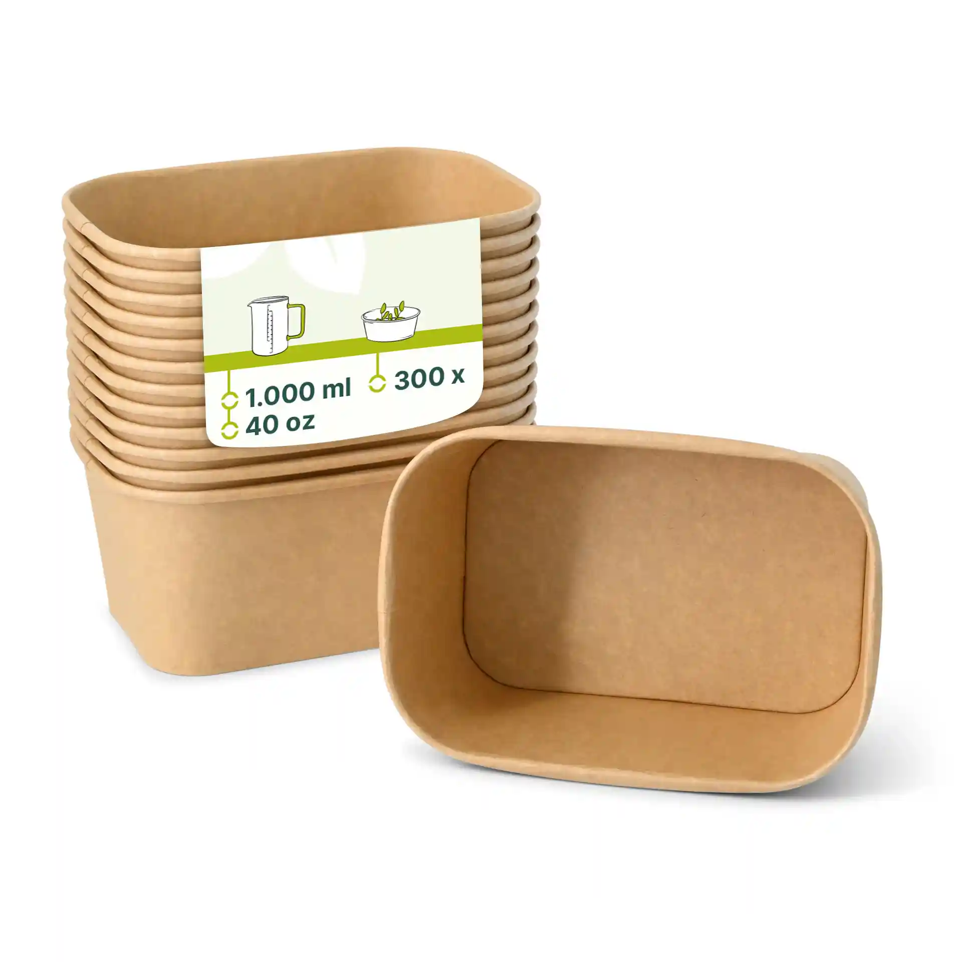 Barquettes en carton 1000 ml, 17,5 x 12,5 x 7,5 cm, marron, rectangulaires