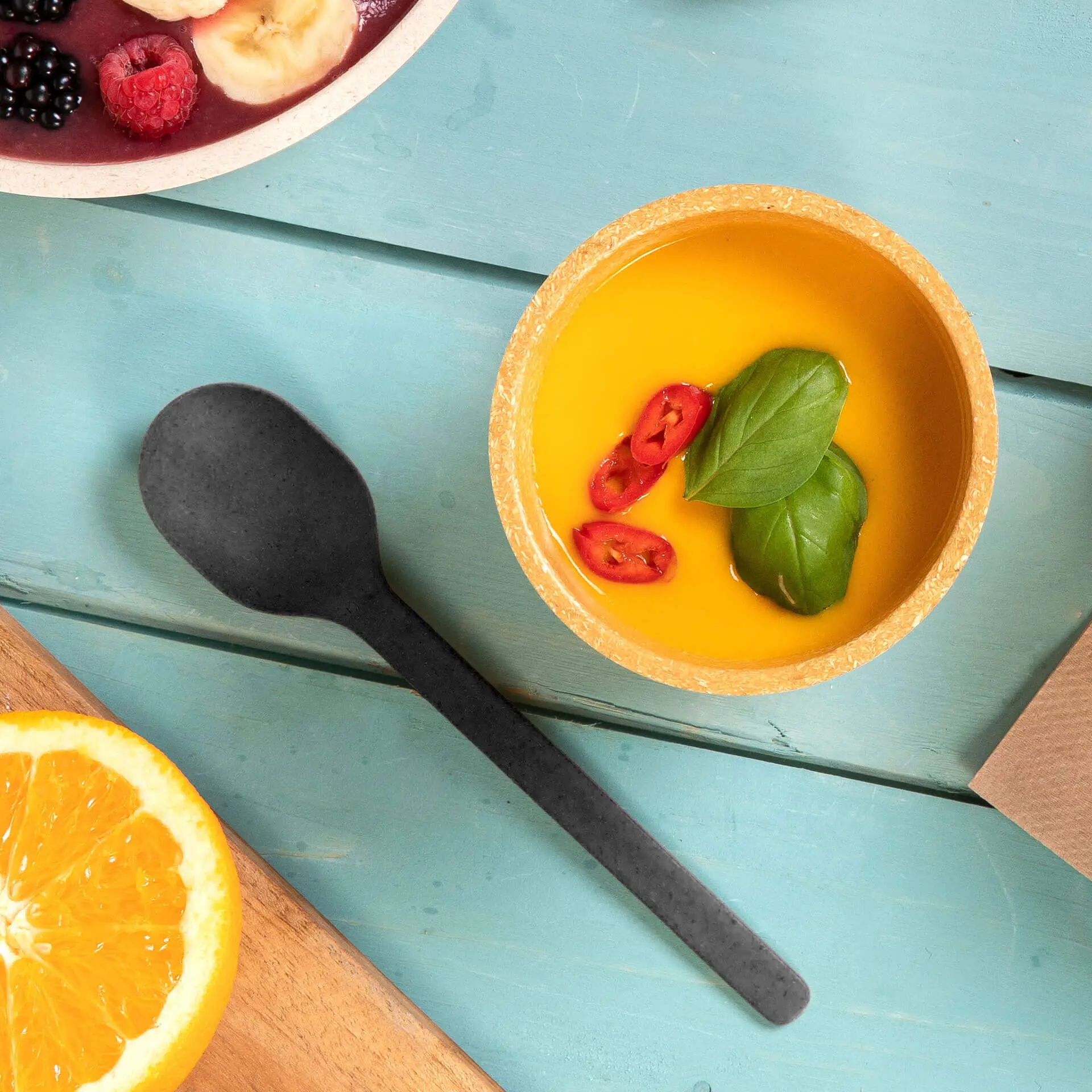 Mehrweg Löffel "merways Cutlery" 18 cm, Pfeffer / grau