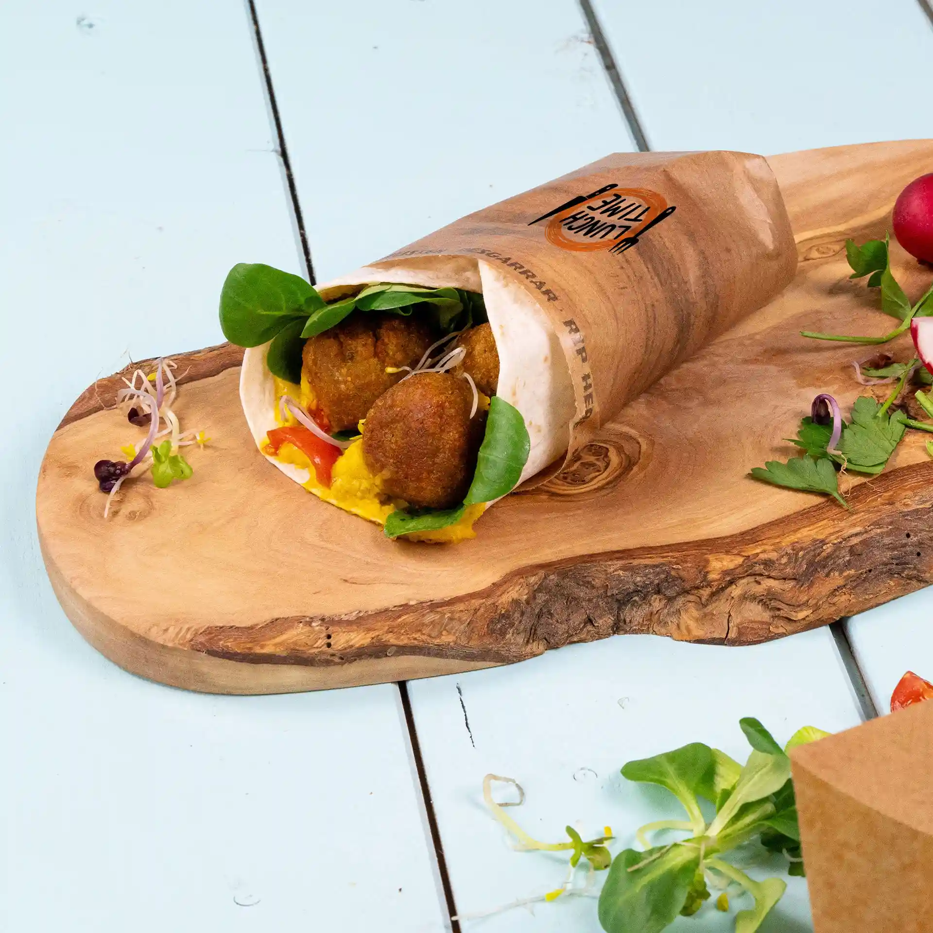 Wraptaschen bedruckt, 19,5 x 30 cm, braun, Klebeverschluss