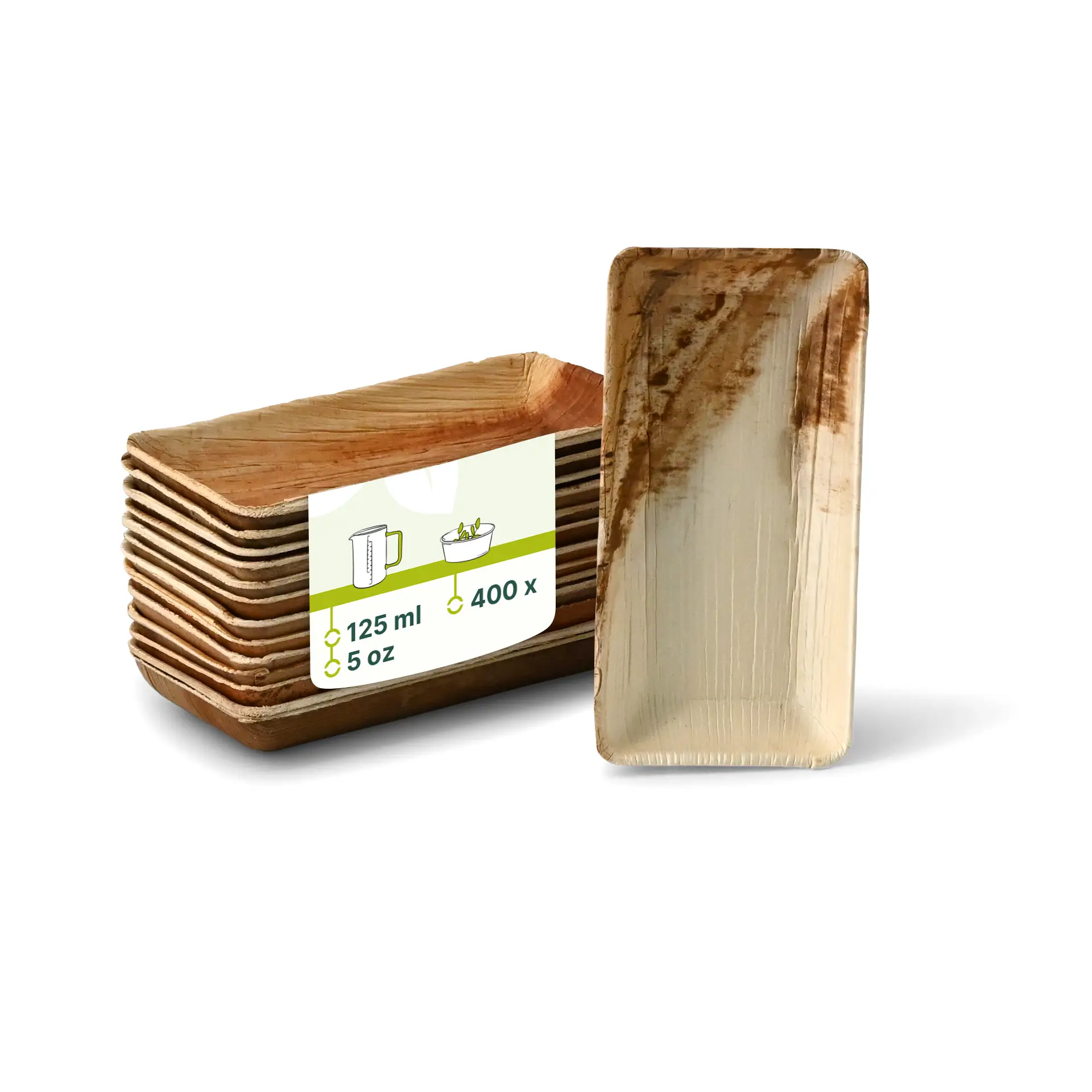 Palmblatt Schälchen "Palmware®" 125 ml, rechteckig Palmblatt Schälchen "Palmware®" 125 ml, rechteckig